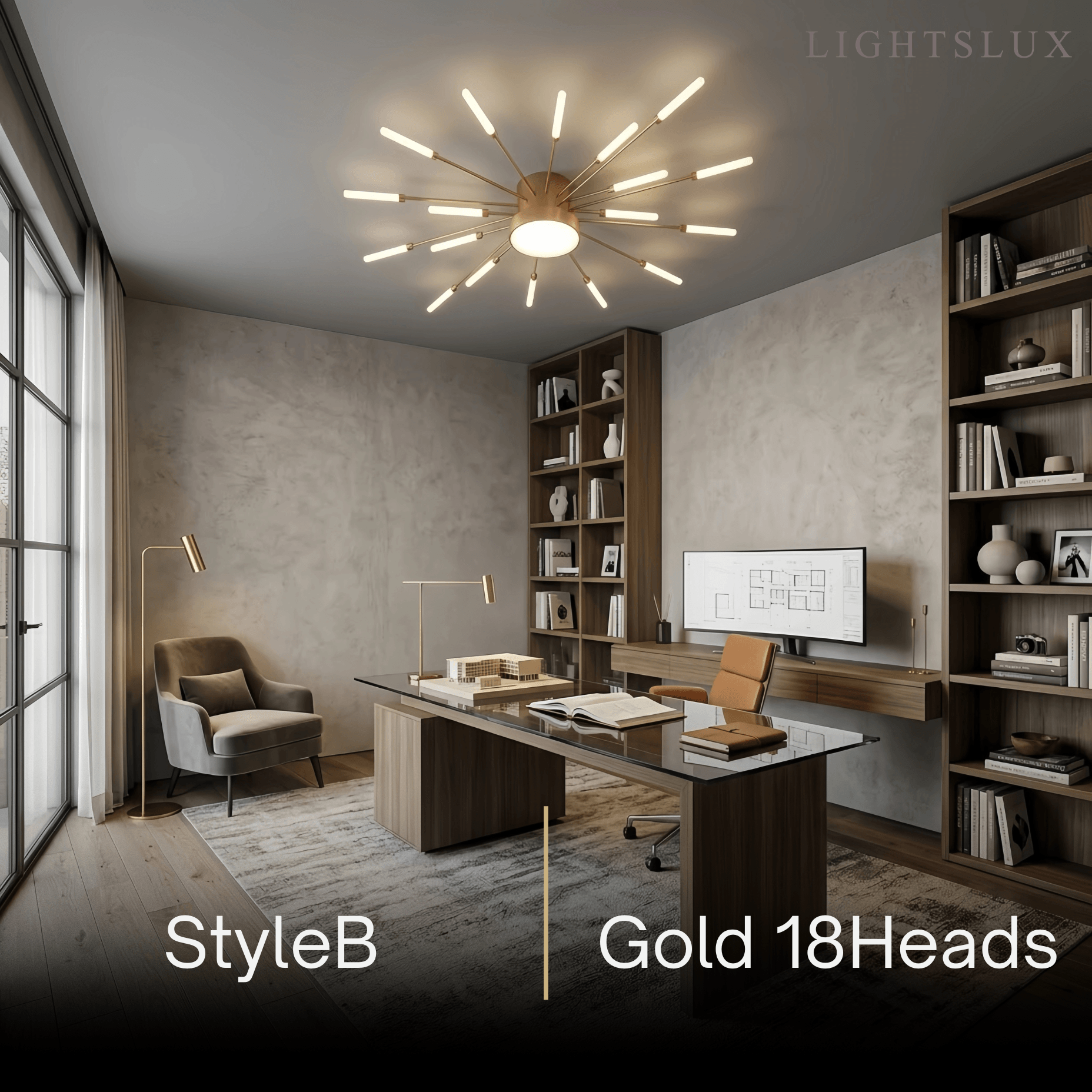 Nebula Modern Firework Ceiling Light – Gold/Black for Bedroom Dining Room Living Room