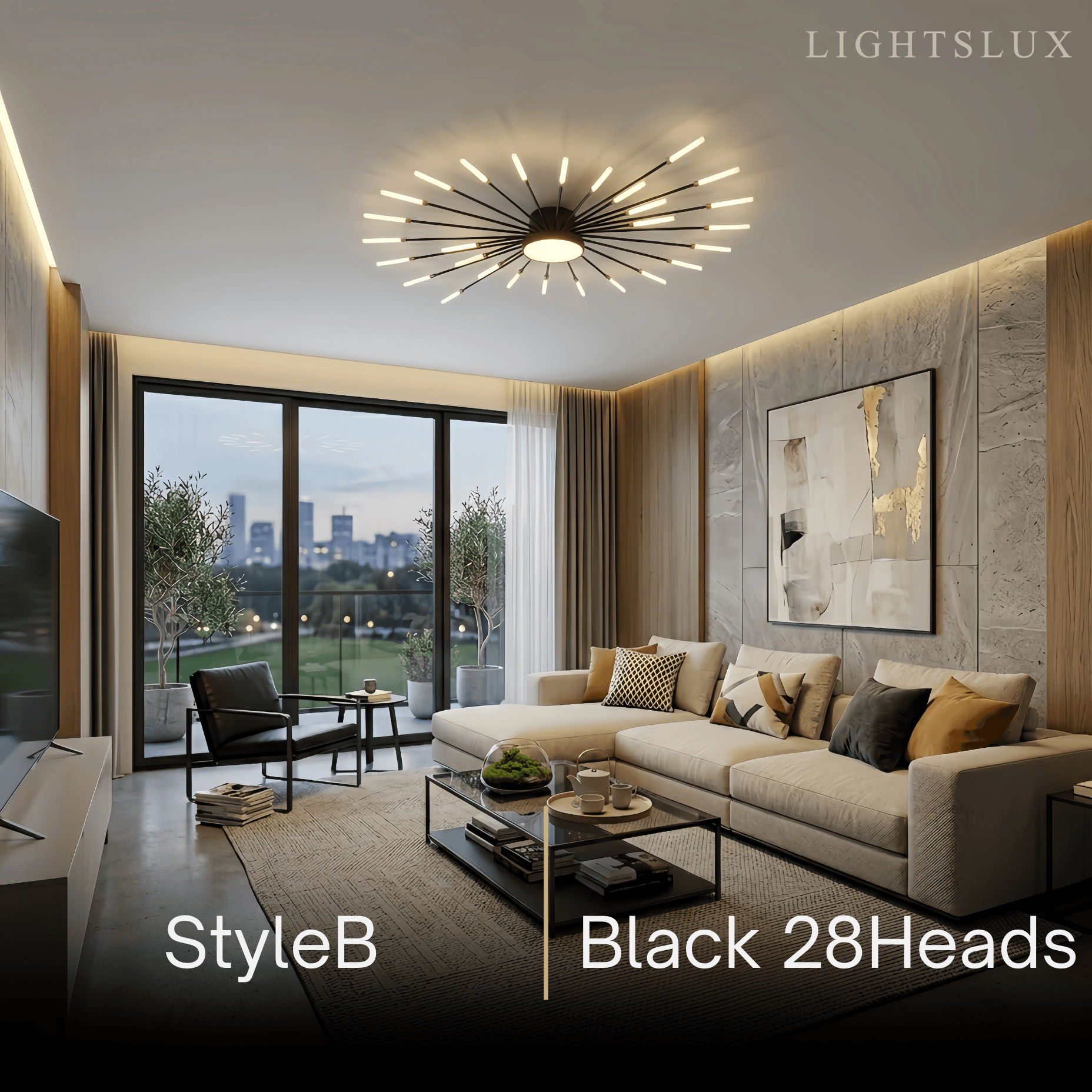 Nebula Modern Firework Ceiling Light – Gold/Black for Bedroom Dining Room Living Room