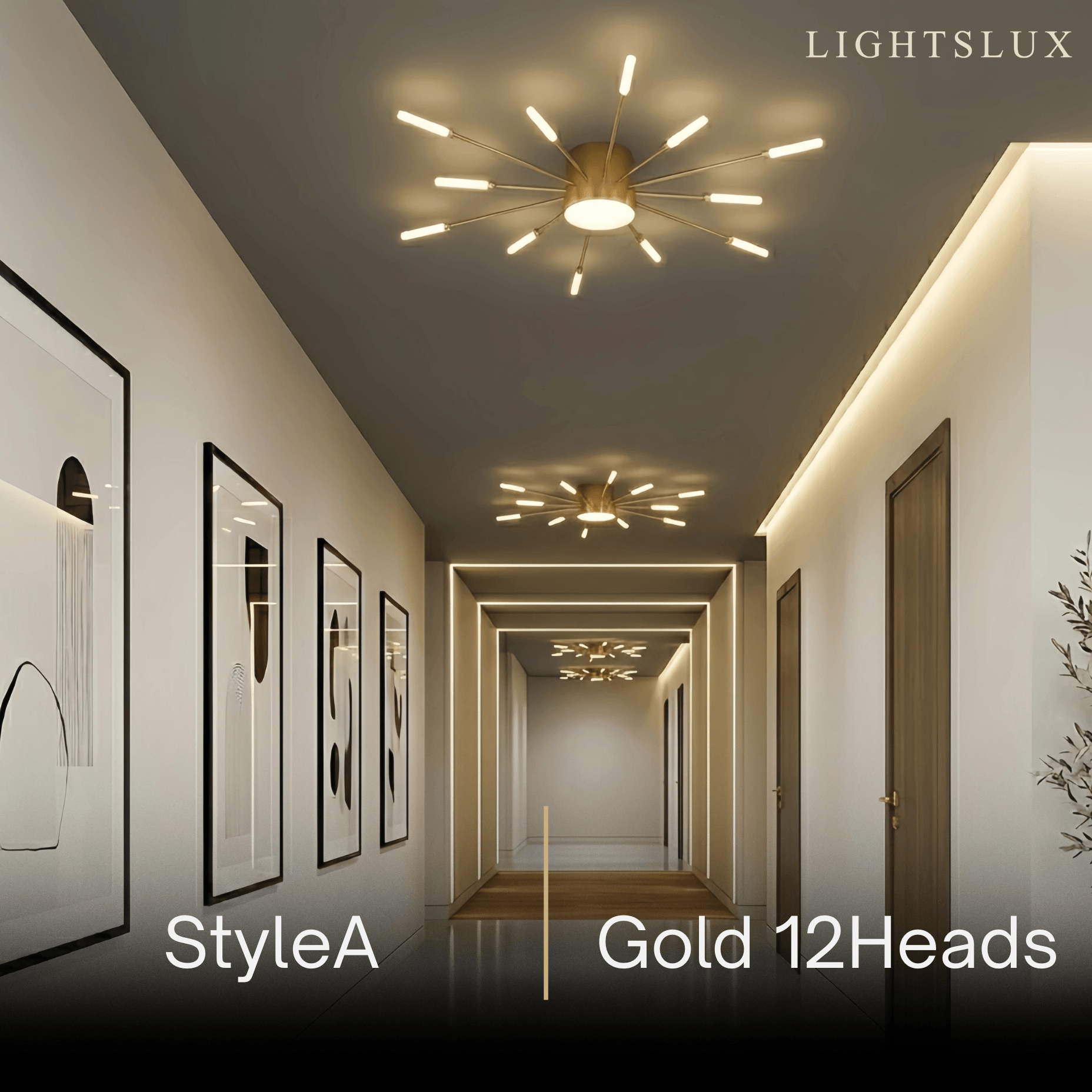 Nebula Modern Firework Ceiling Light – Gold/Black for Bedroom Dining Room Living Room
