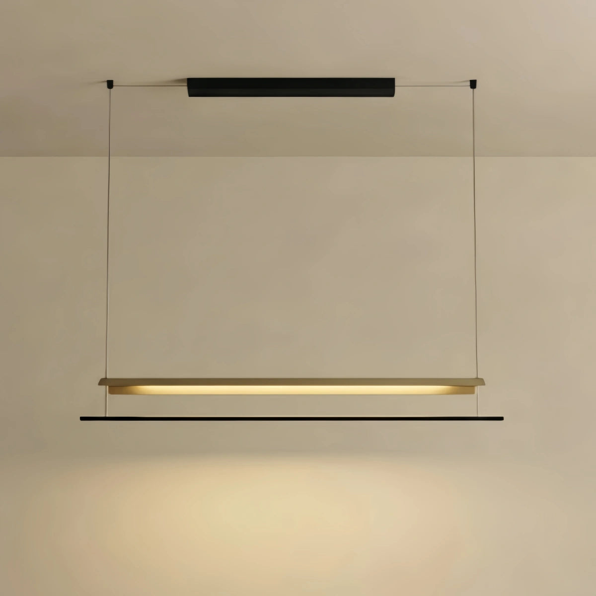 Arcato Minimalist Linear Pendant Light - Black Metal for Living Room/Dining Room