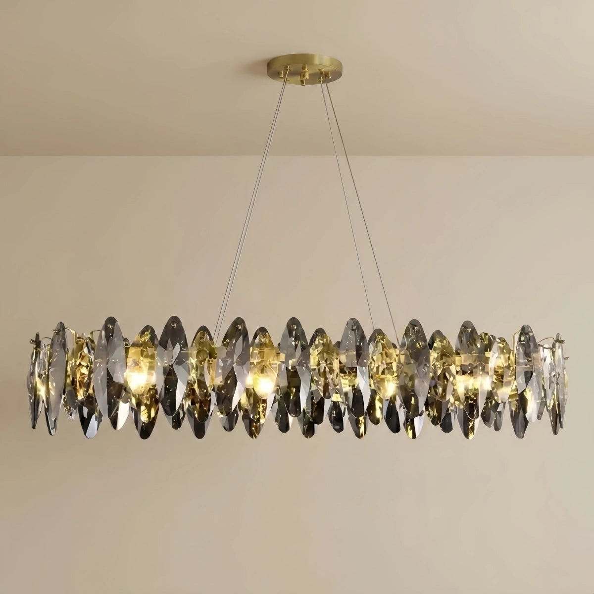 Excelis luxury Crystal Chandelier - Gold Metal for Dining Room