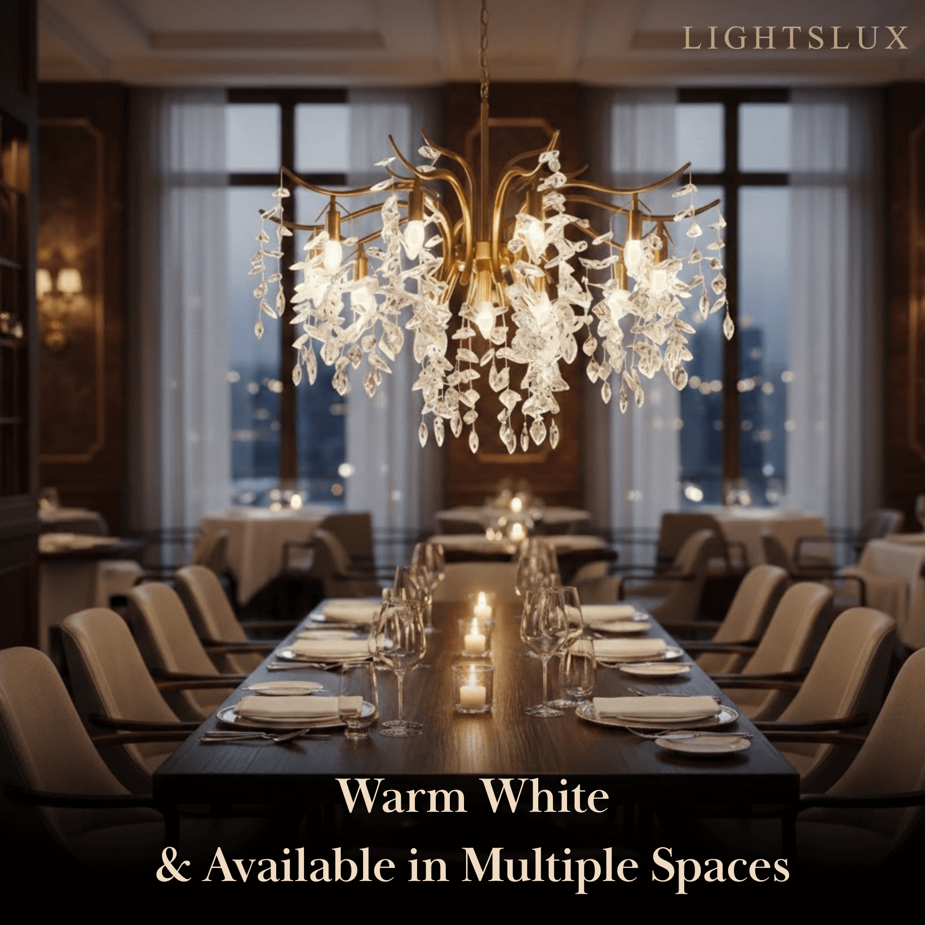 Excelis Royal Crystal Chandelier – Luxurious Black/Gold Finish for Living/Dining Room