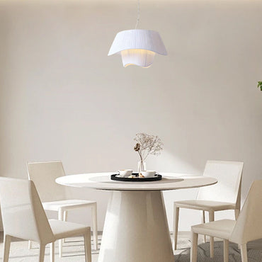 White Metal Frame with Asymmetric Shade for Dining Room