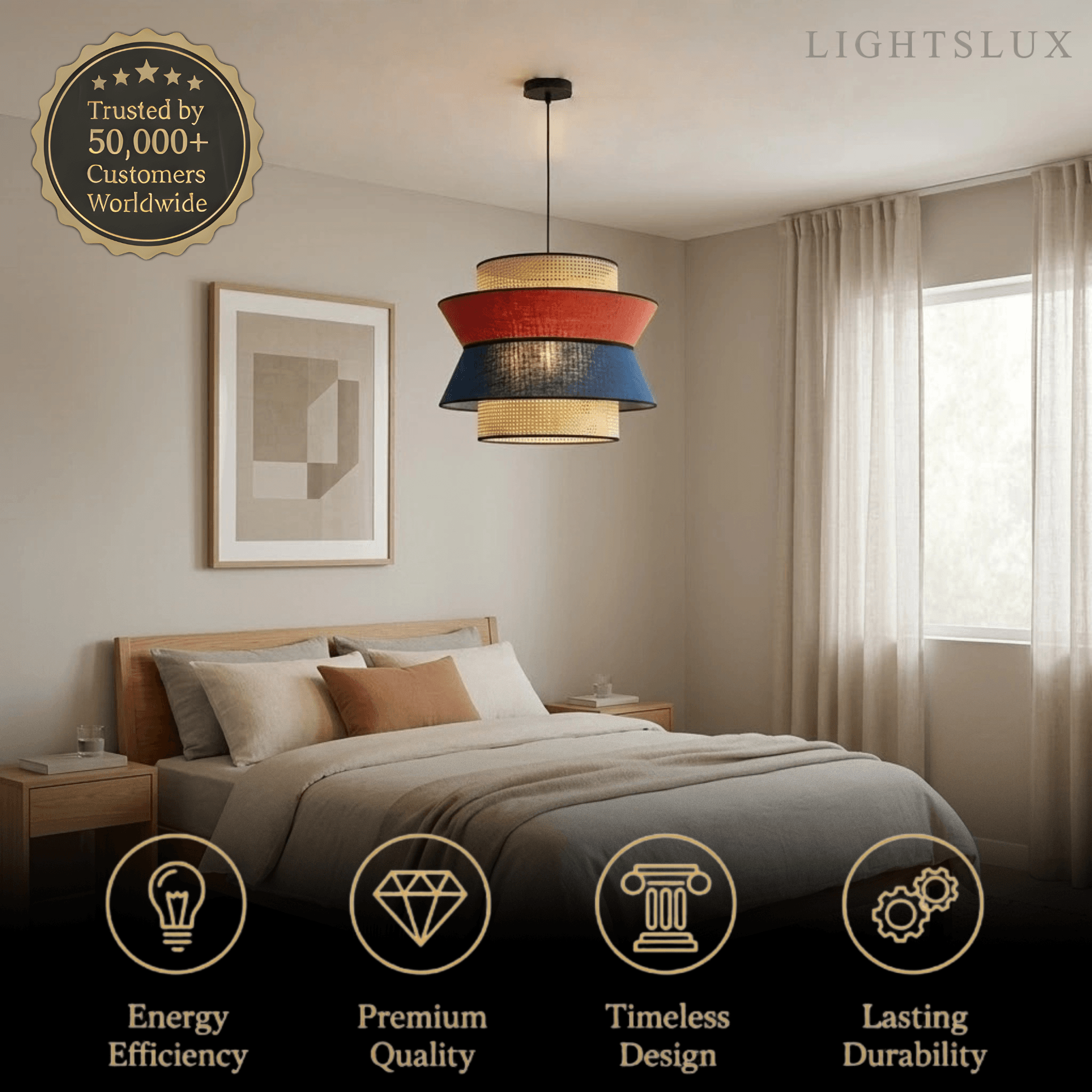 Bamburo Farmhouse Wood Pendant Light - Rustic