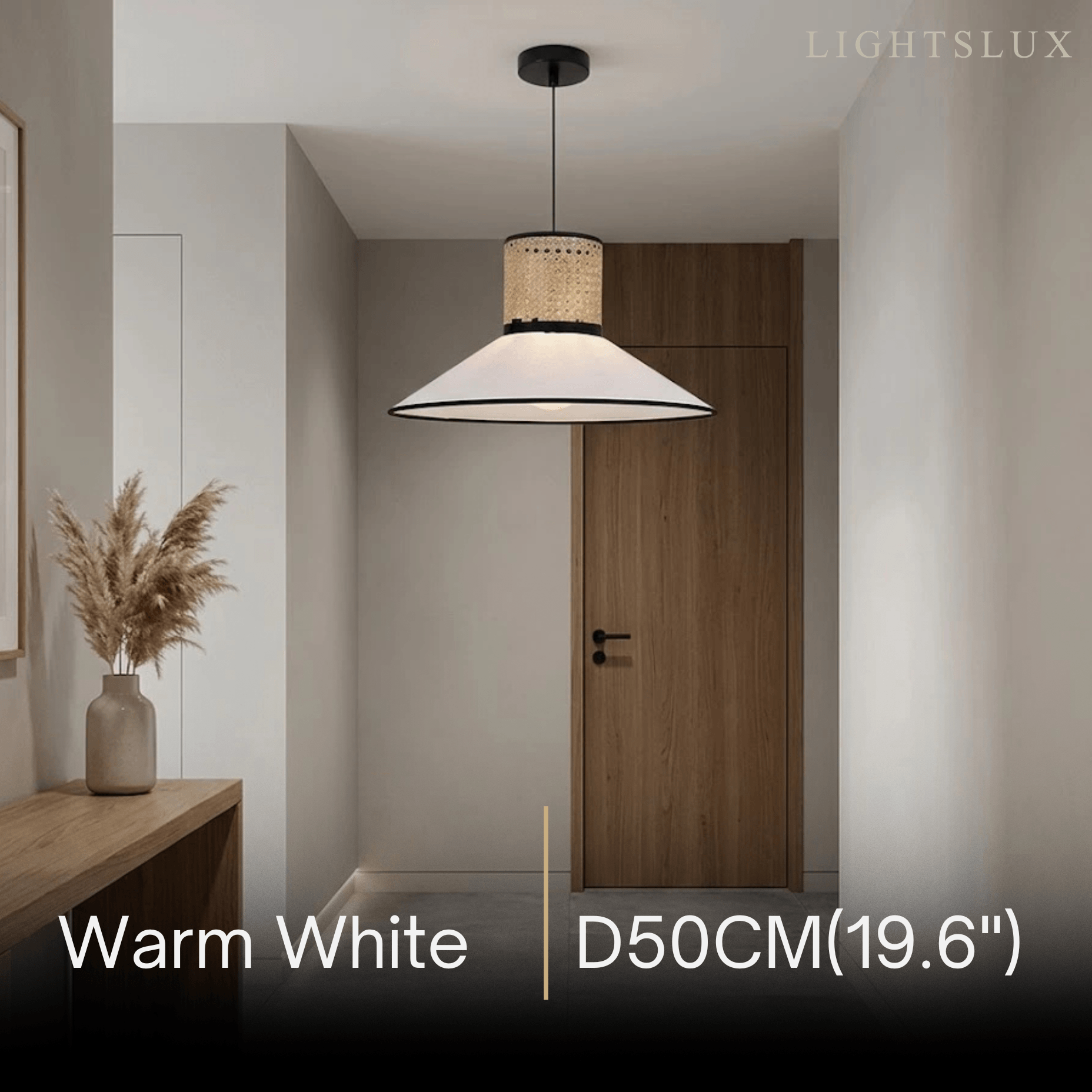 Bamburo Farmhouse Hooded Pendant Light — Fabric