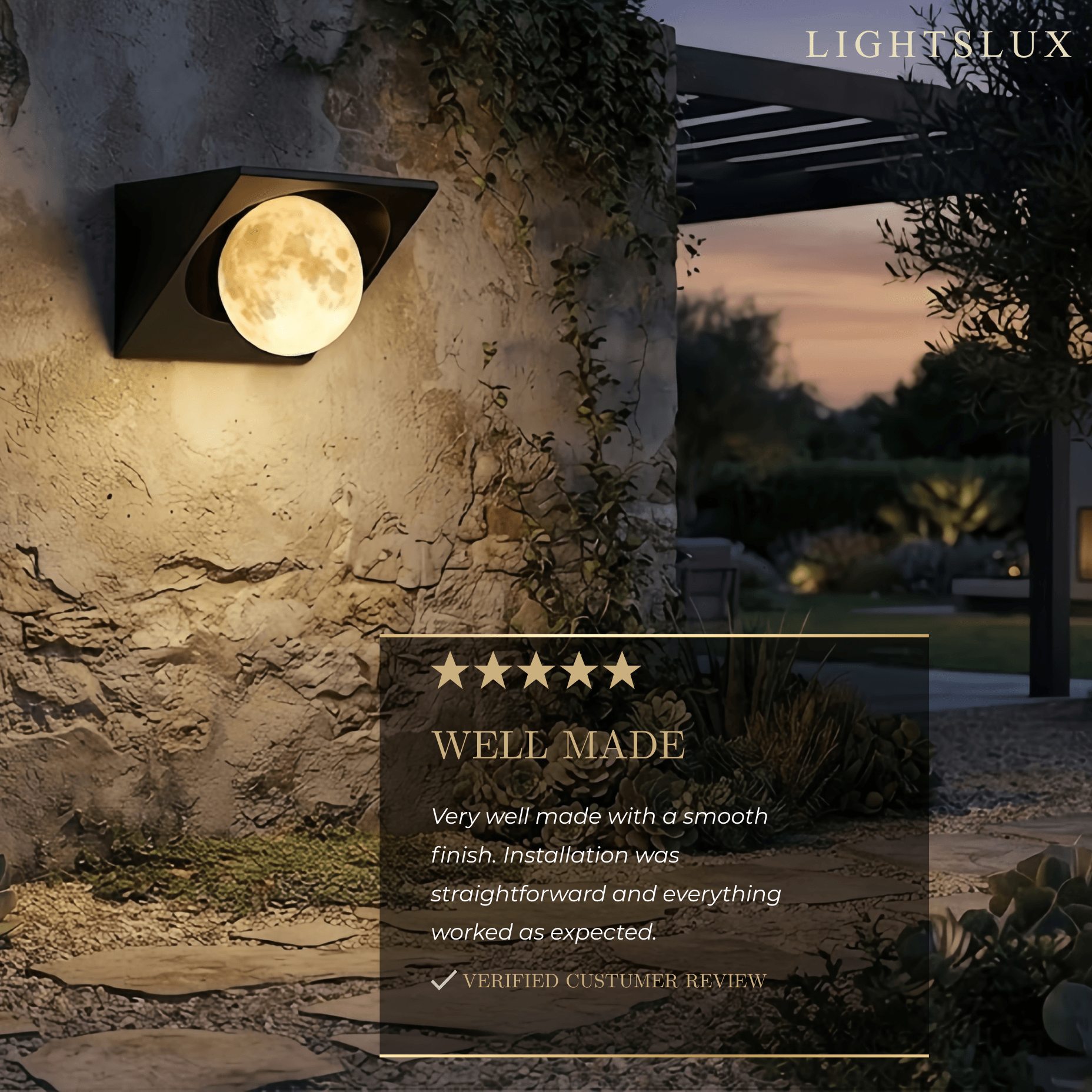 Lunara Elegant Cubic Outdoor Wall Lamp--Hardwired for Courtyard