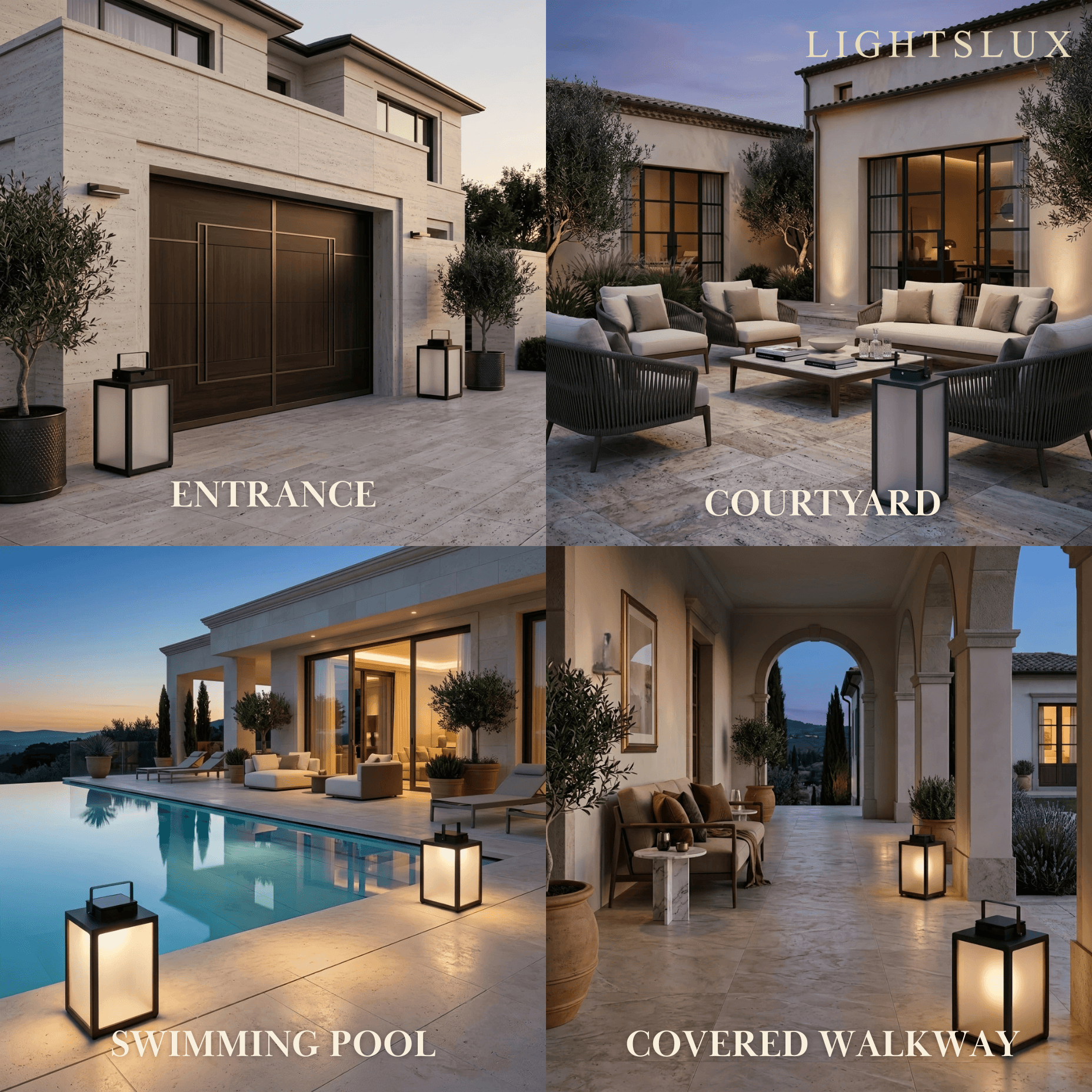 Solara Minimalist LED Outdoor Lantern -- Stainless Steel & PC Black for Outdoor