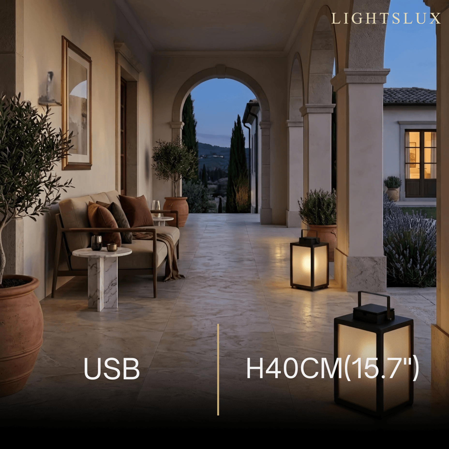 Solara Minimalist LED Outdoor Lantern -- Stainless Steel & PC Black for Corridor