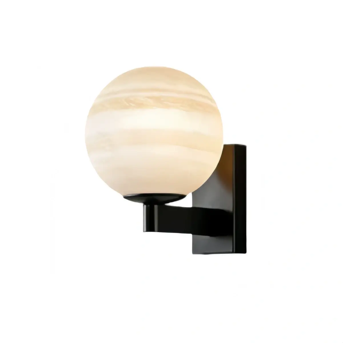 Lunara Art Deco Planet Wall Light -- Stainless Steel & Glass, Black/Beige for Terrace
