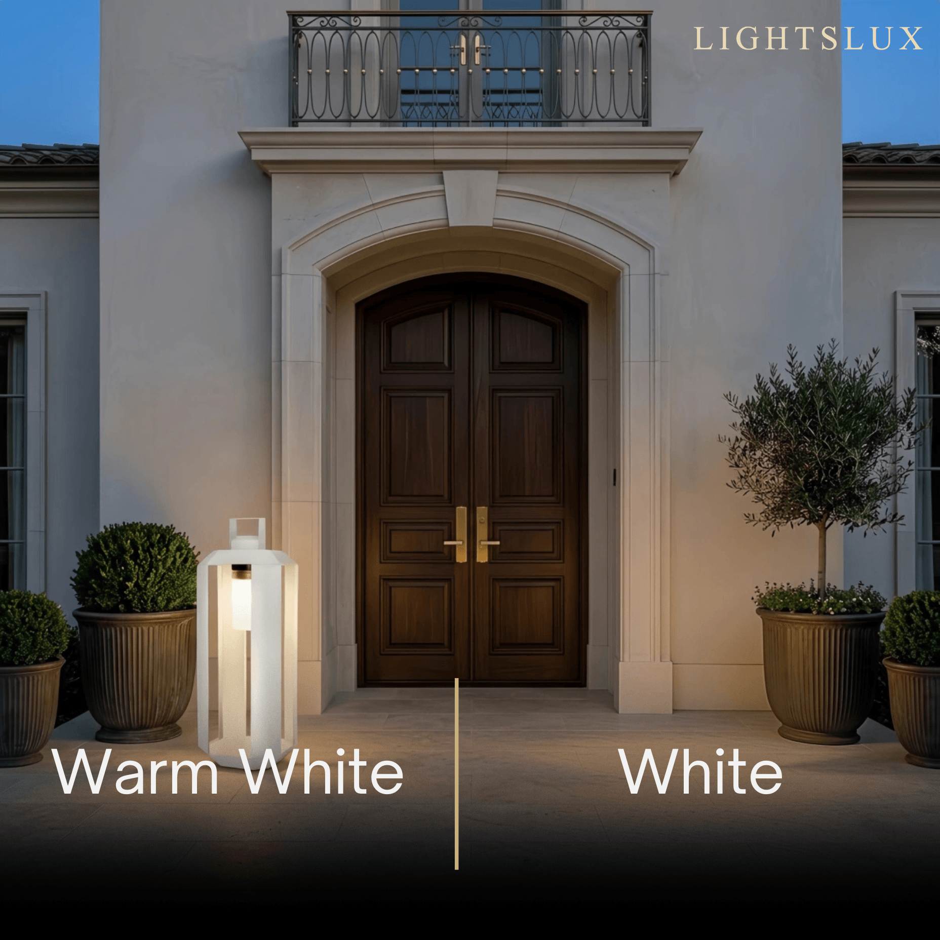 Solara Minimalist Ground Lamp -- Stainless Steel & Glass Black/White for Outdoor Garden