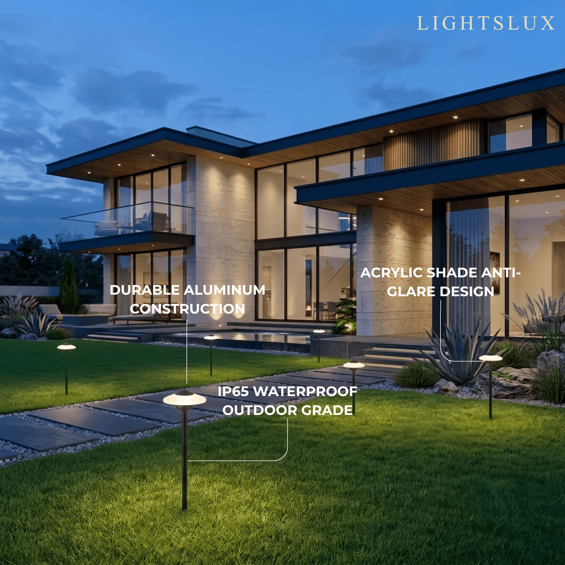Minimalist Floor Lamp--Aluminum & Acrylic Outdoor Courtyard