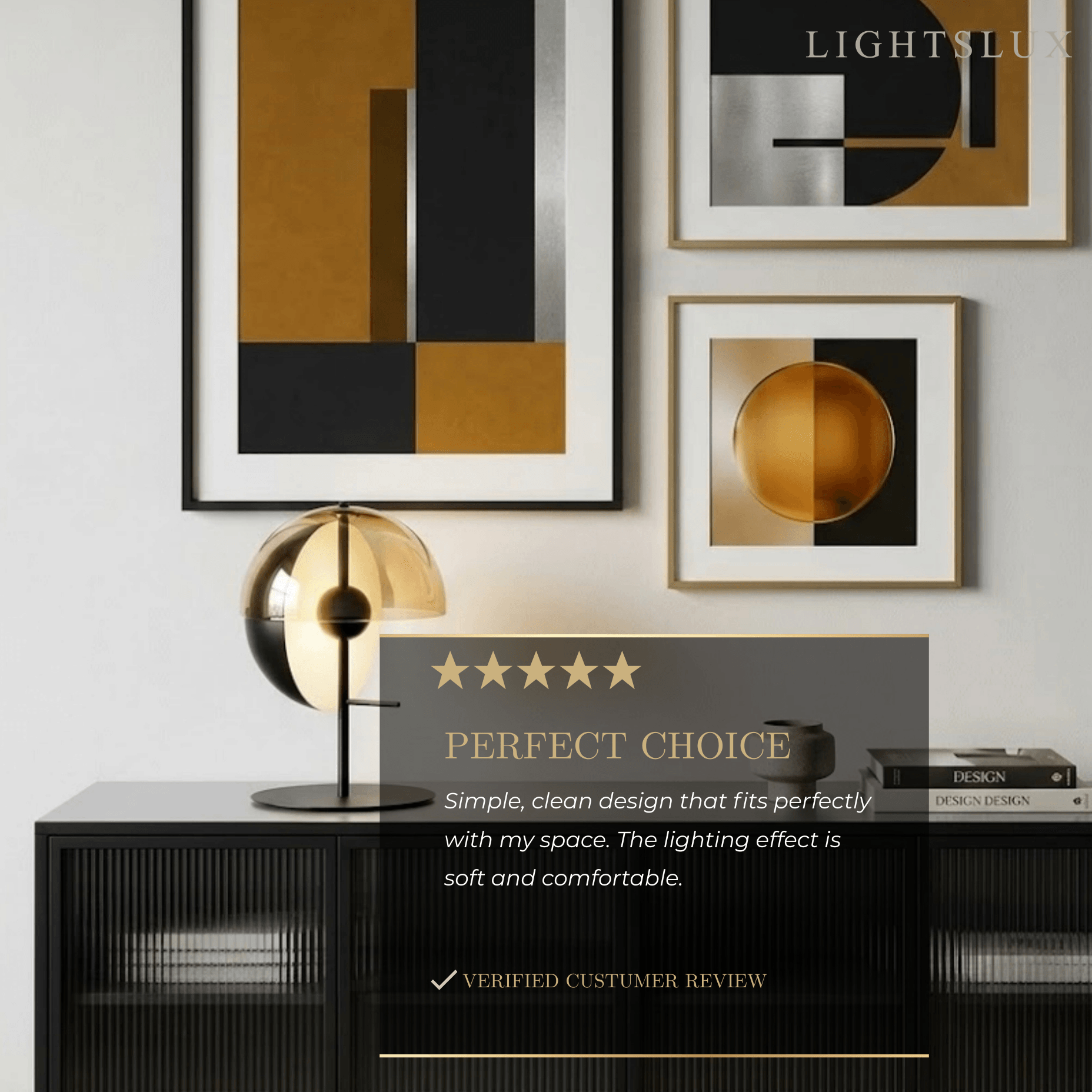 Modern Table Lamp – Iron & Glass Intersecting Hemisphere