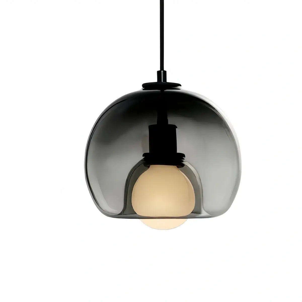 Minimalist Glass Pendant Light – Metal Clear Smoke Cognac