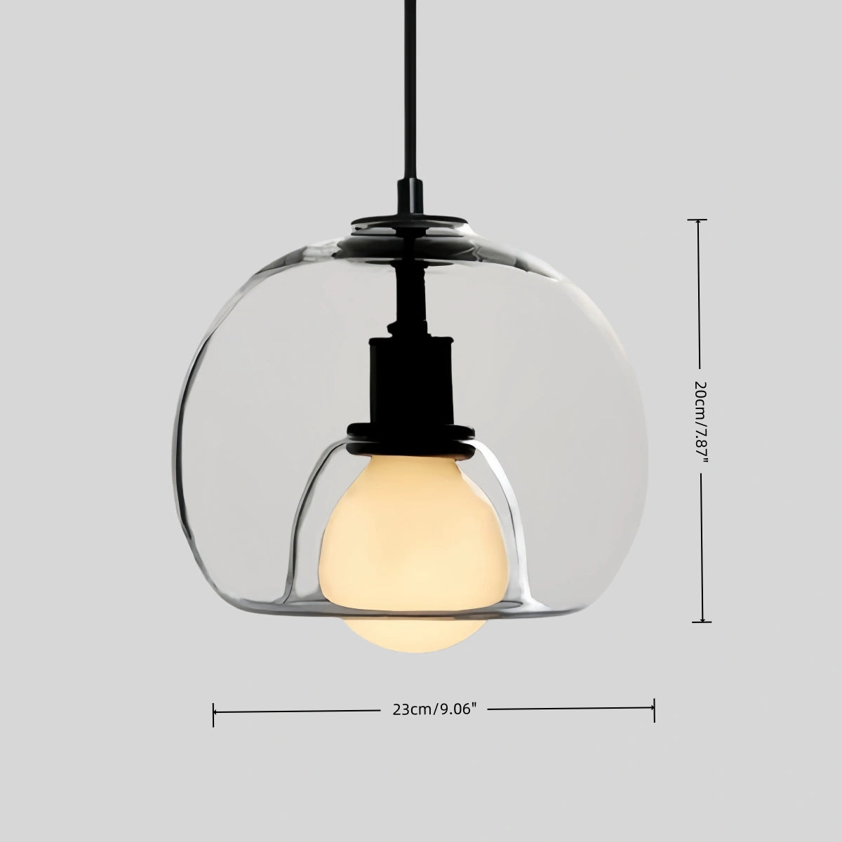 Minimalist Glass Pendant Light – Metal Clear Smoke Cognac