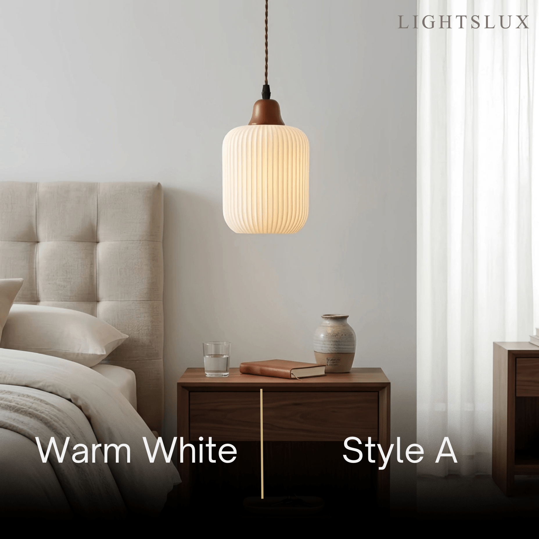 Contemporary Dome Pendant Light – Metal & Ceramic White