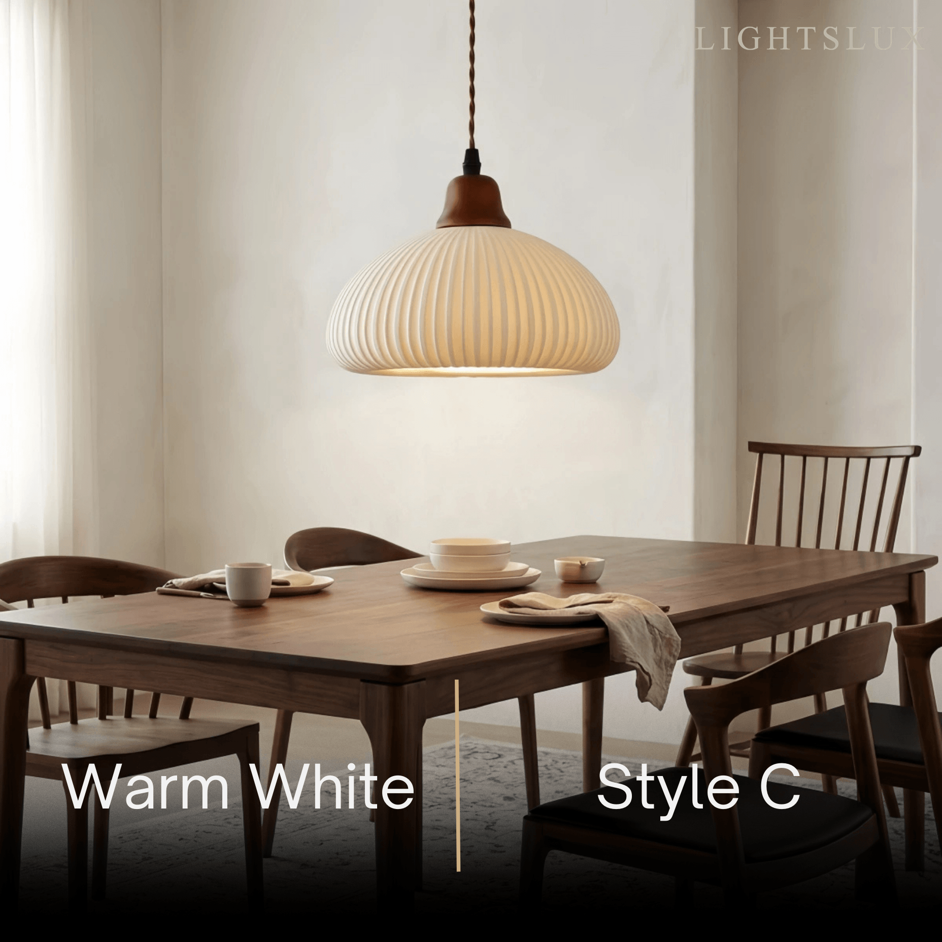 Contemporary Dome Pendant Light – Metal & Ceramic White
