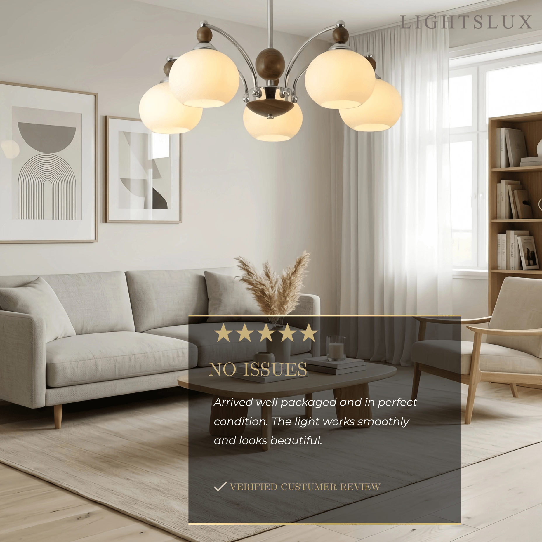 Contemporary Chandelier -- Glass & Iron & Wood for Dining Room
