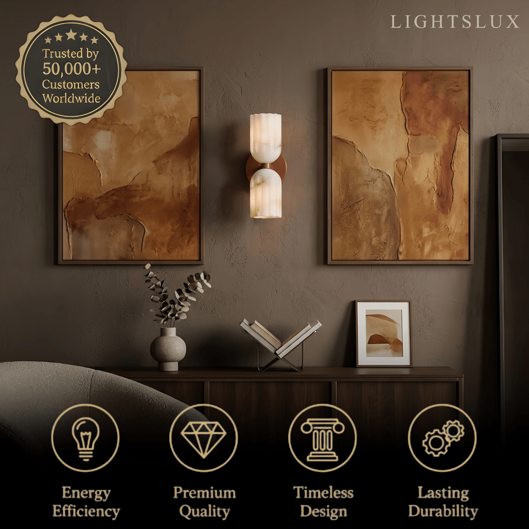 Minimalist Wall Lamp — Brass & Alabaster