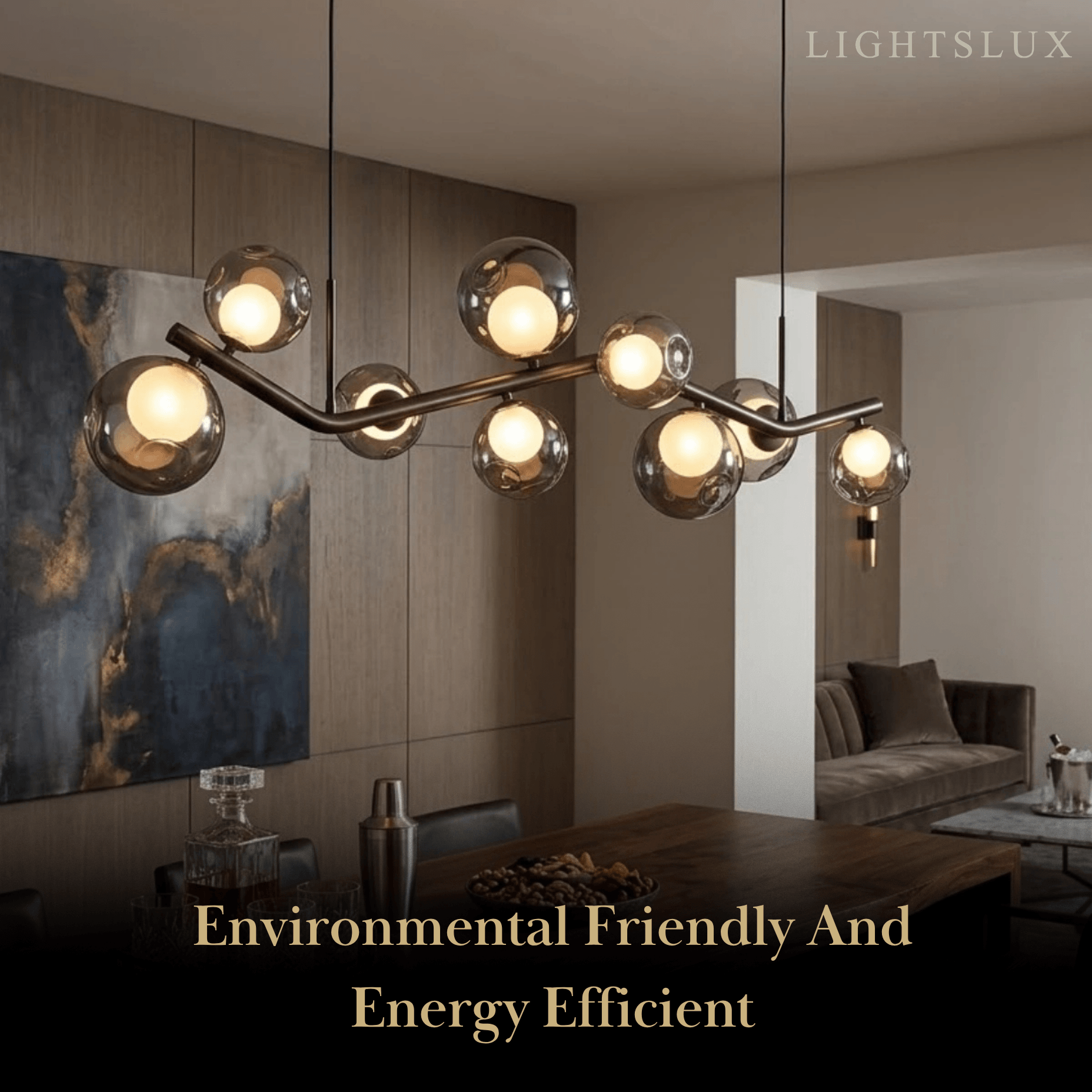 Modern Pendant Light -- Glass & Metal Smoke Grey