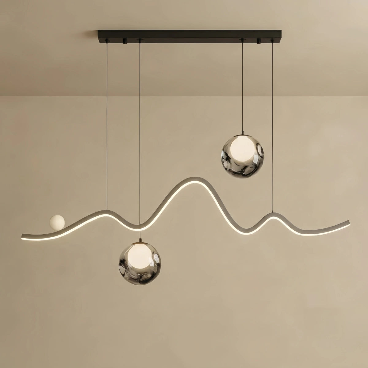 Pendant Light — Iron & Aluminum Glossy Black for Dining Room