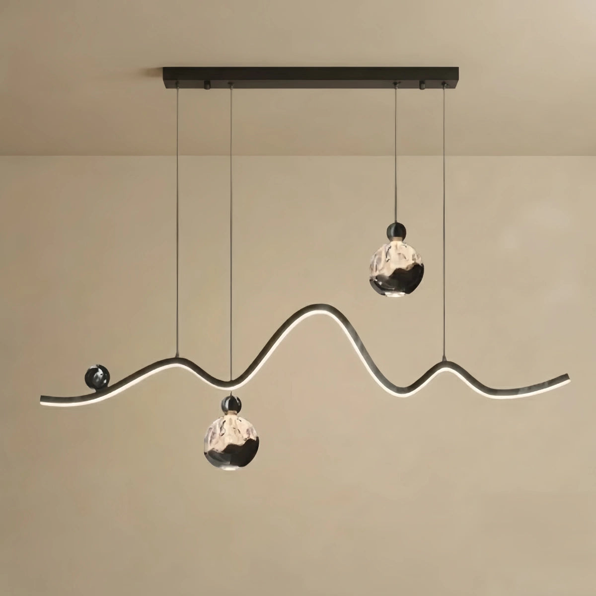 Modern Pendant Light — Iron & Aluminum Glossy Black for Dining Room