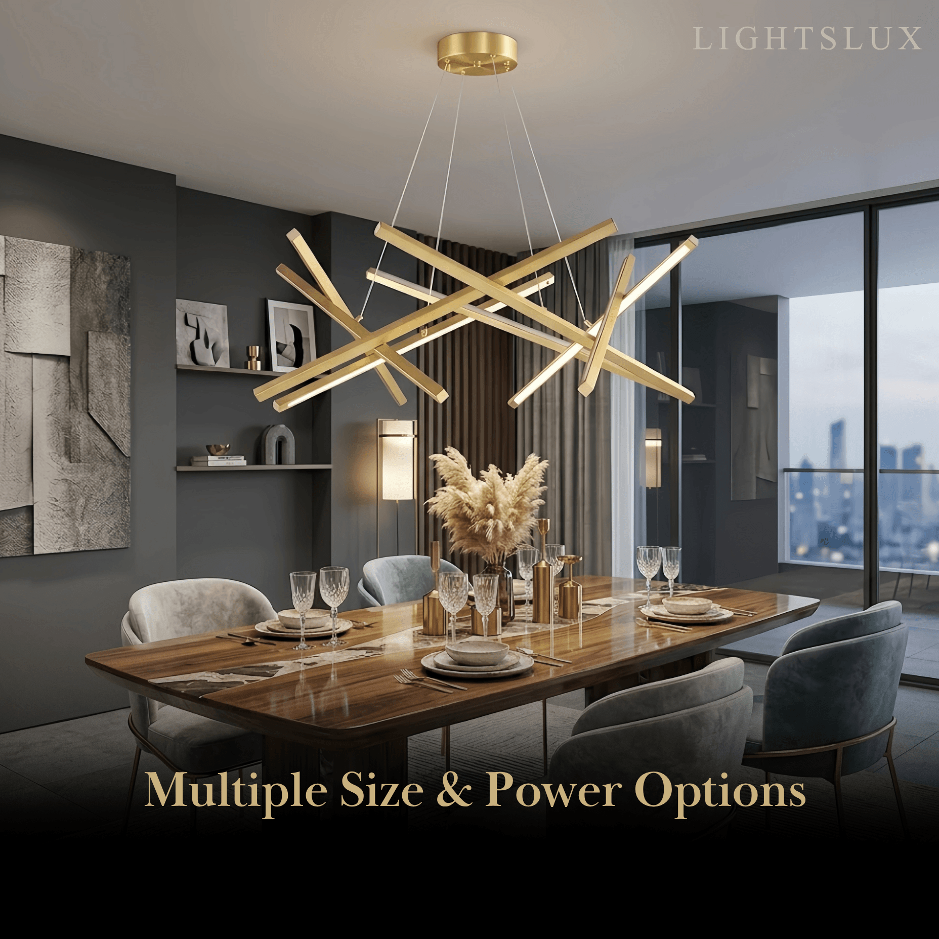 Minimalist Chandelier — Iron & Acrylic Black