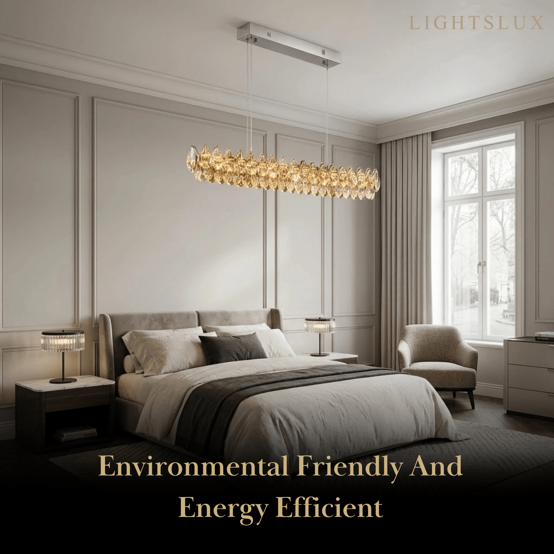 Modern Luxury Pendant Light — Carbon Steel & K9 Crystal Clear