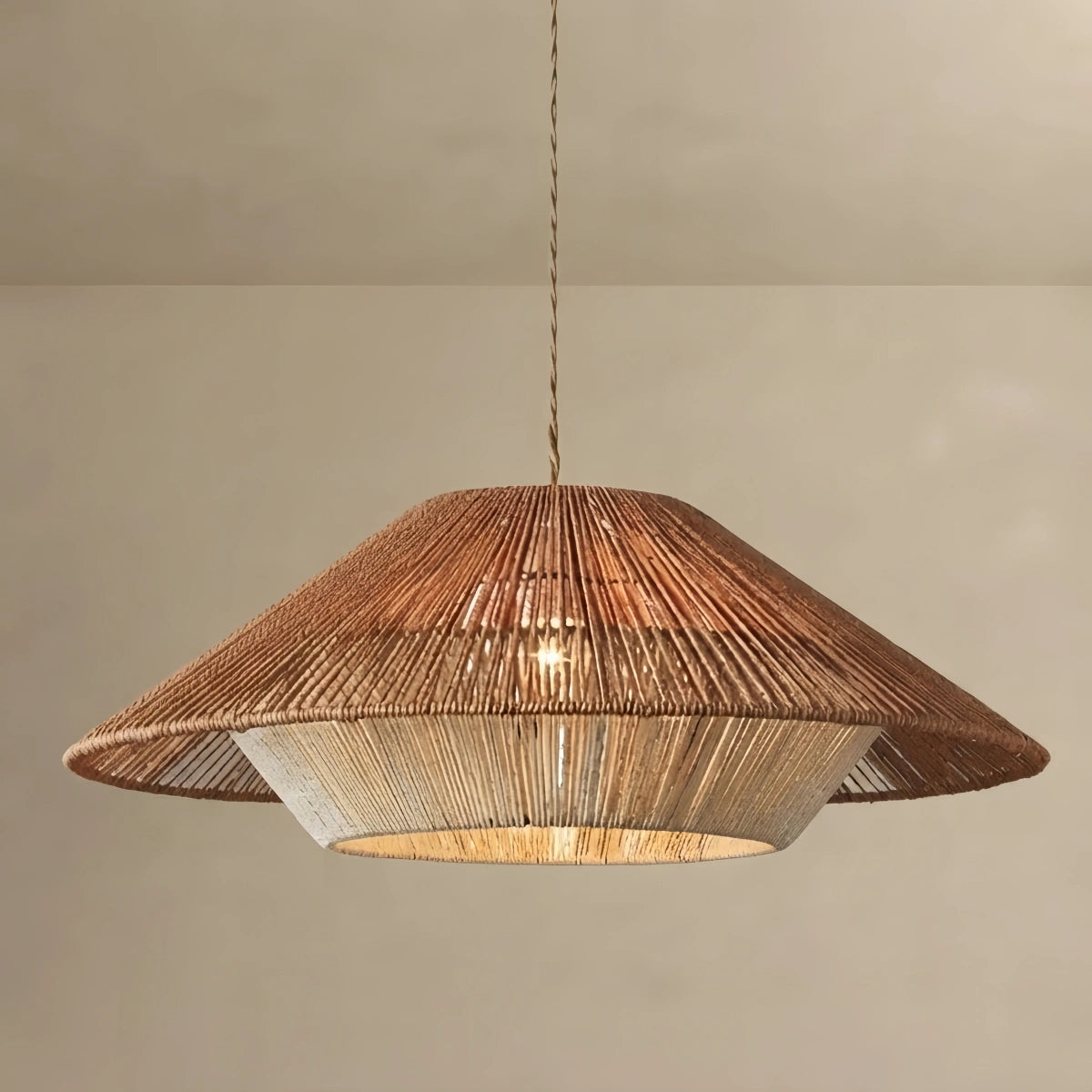 Natural Hemp Rope Pendant Light -- Linen+Beige/Red Color for Dining Room