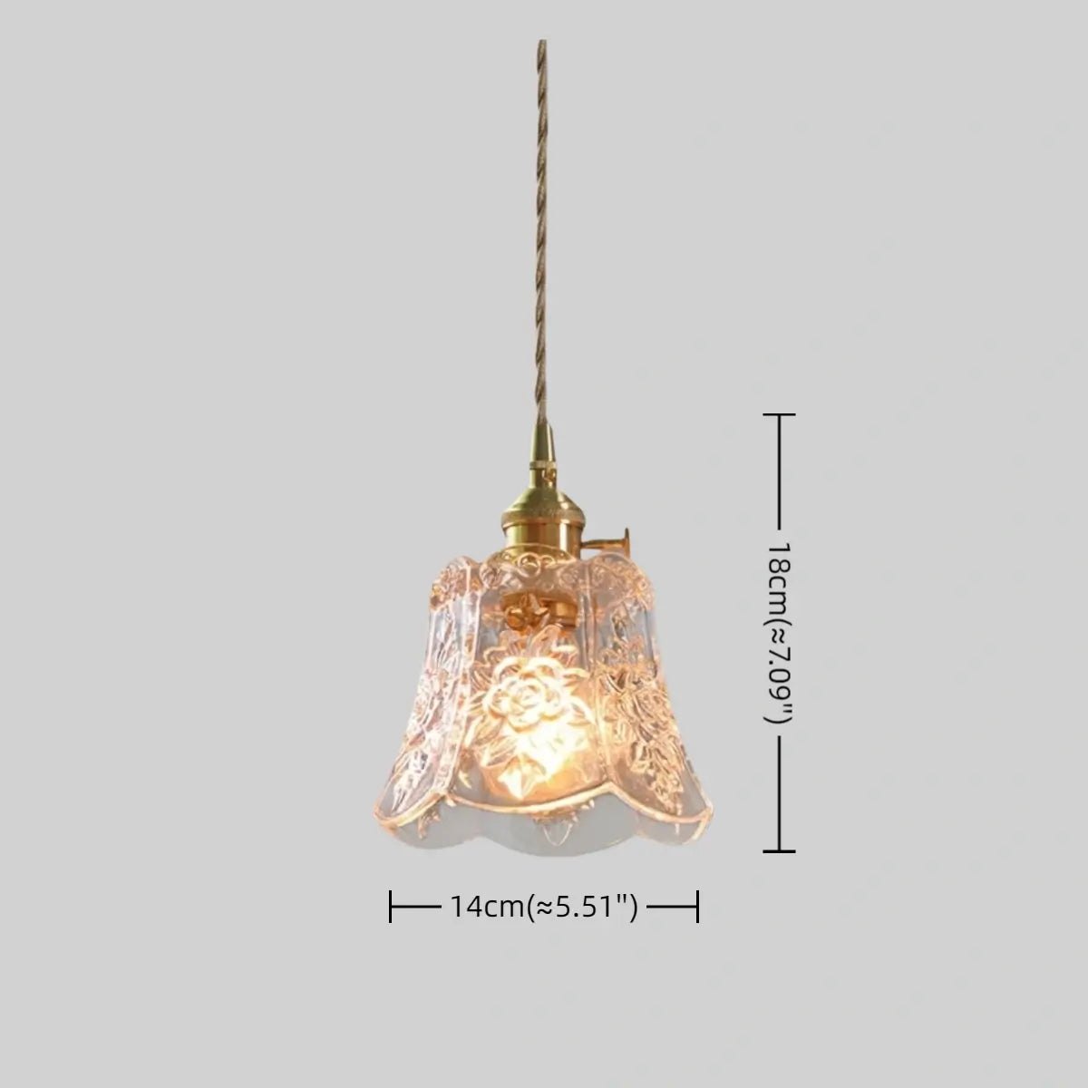 Classic Brass Glass Pendant Light -- Walnut Wood Accent