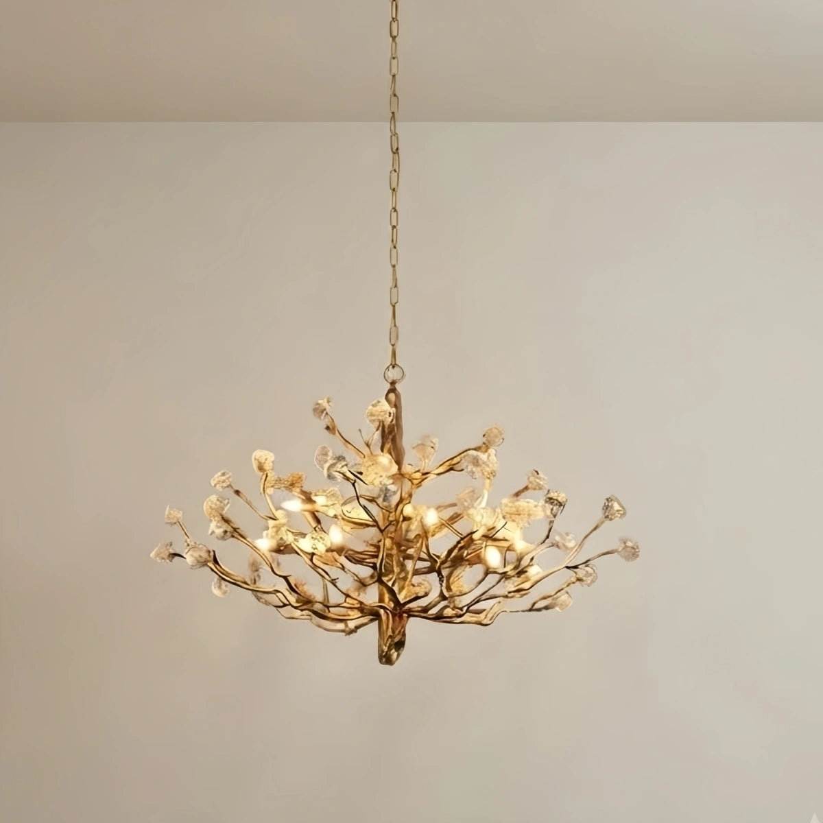 Excelis Vintage Chandelier – Gemstone Brass Tree Branch for Living Room / Dining Room