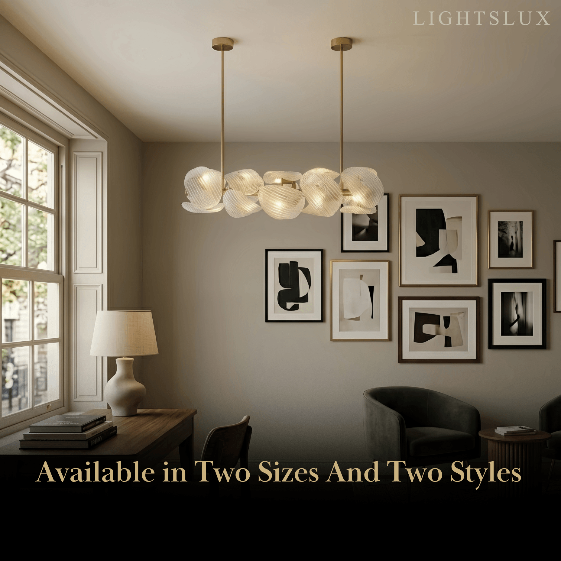 Elegant Petal Glass Chandelier -- Round or Linear