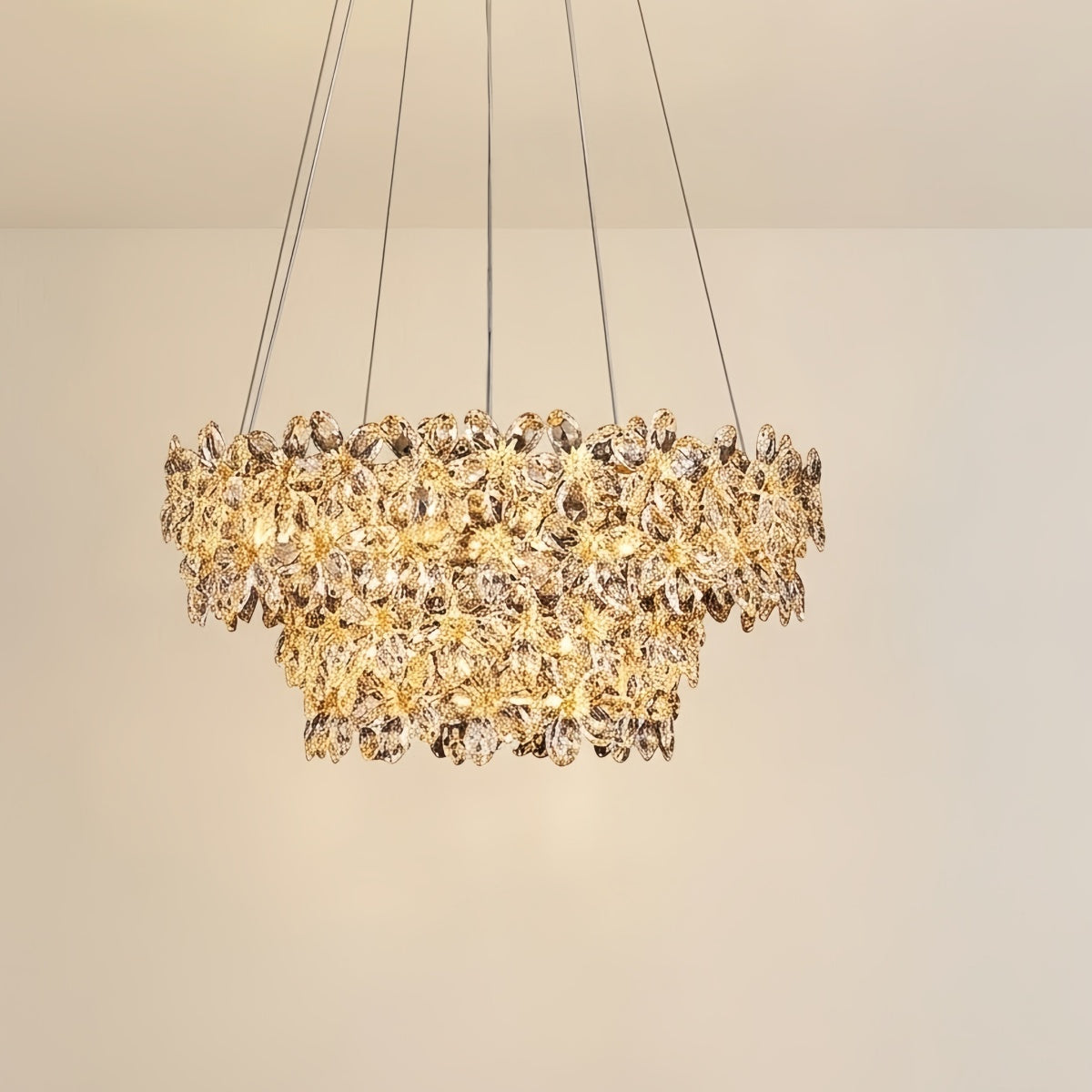 Excelis Luxury Crystal Flower Chandelier – Clear Crystal for Dining Room
