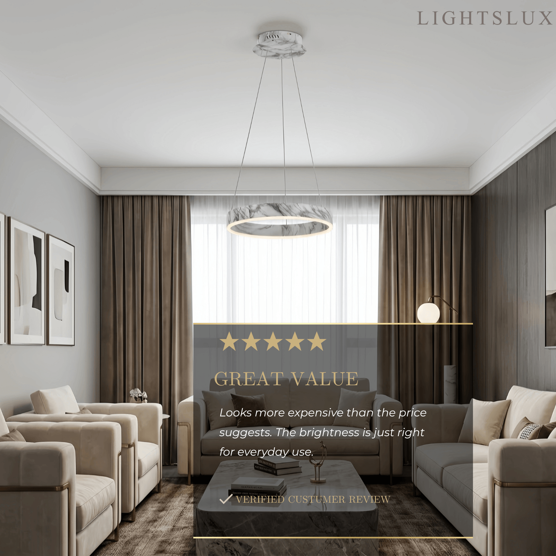 Contemporary Tiered Circular Chandelier -- Marble