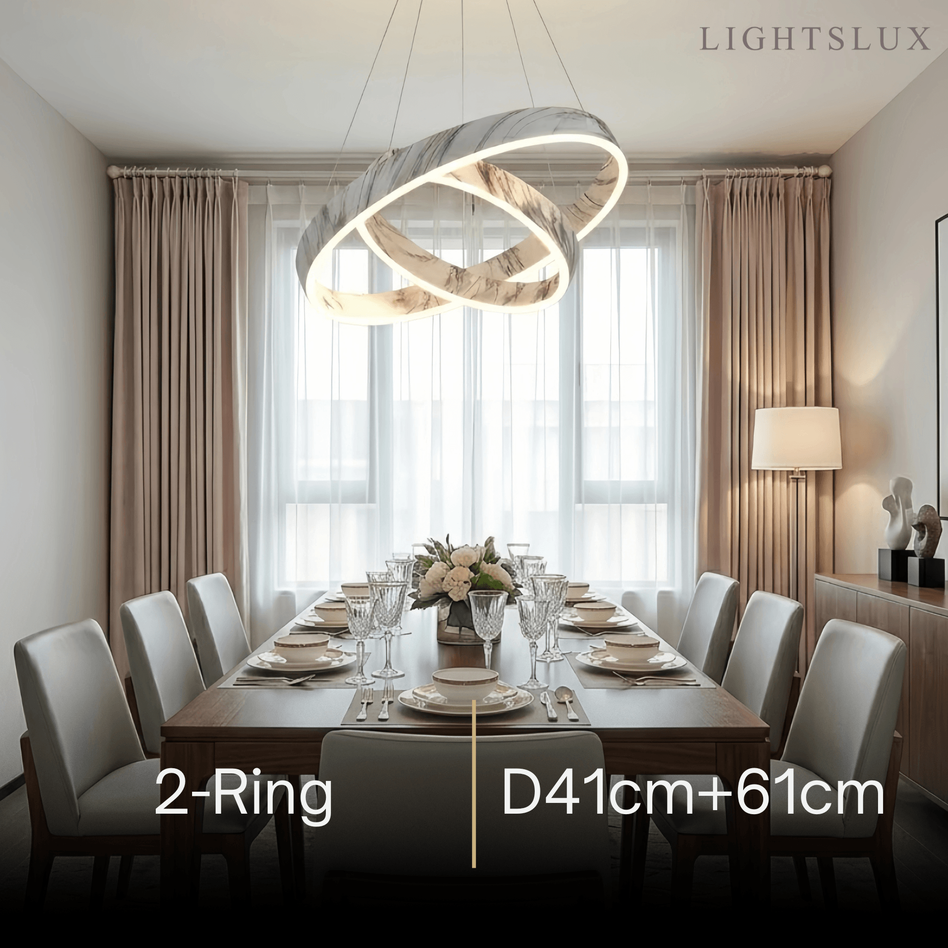 Contemporary Tiered Circular Chandelier -- Marble