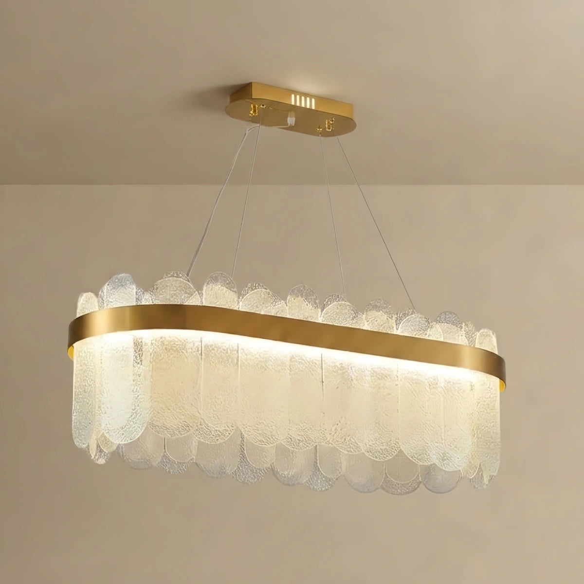 Glass Chandelier -- Gold with Smoky Gray/Clear Glass for Dining Room Kitchen