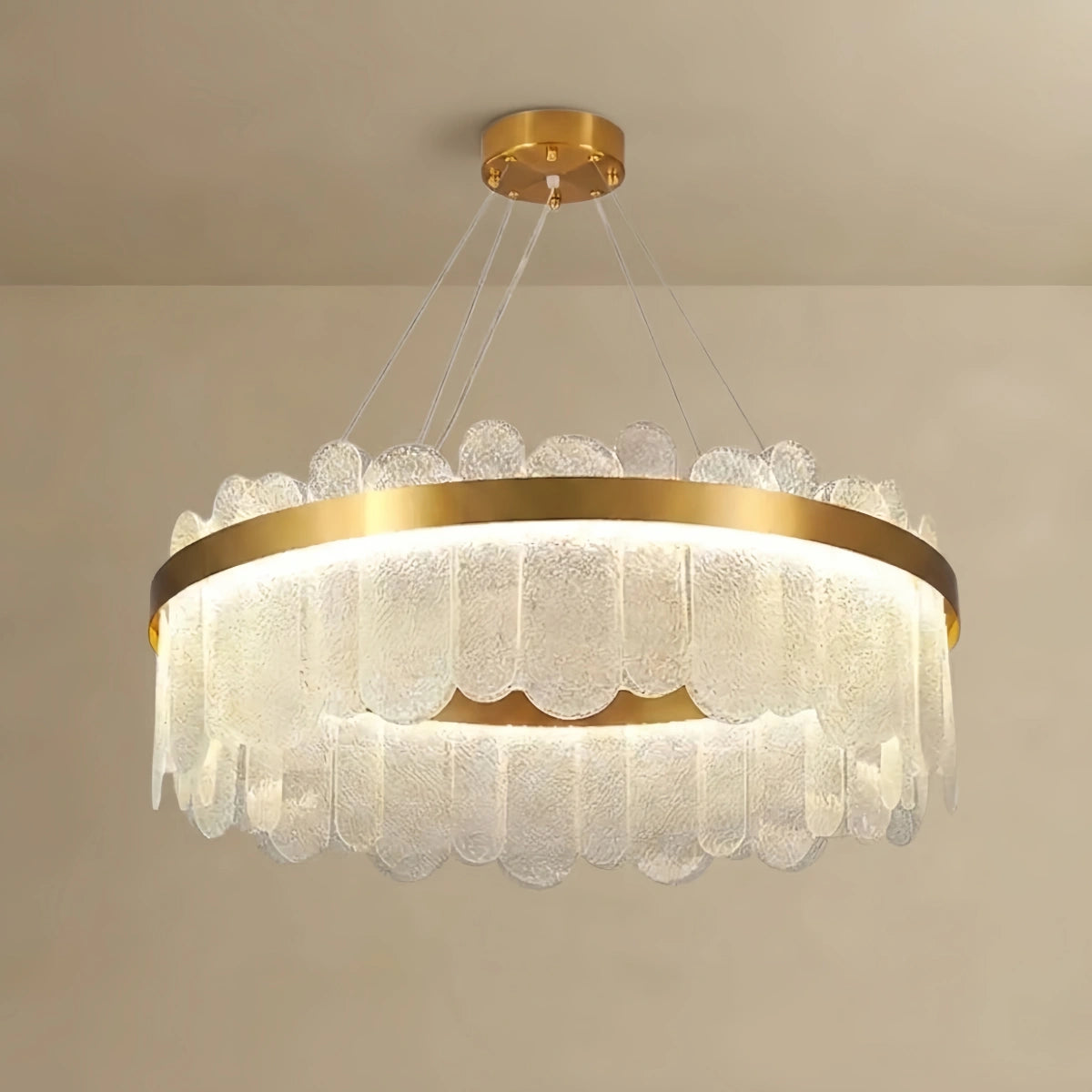 Glass Chandelier -- Gold with Smoky Gray/Clear for Living Room Bedroom