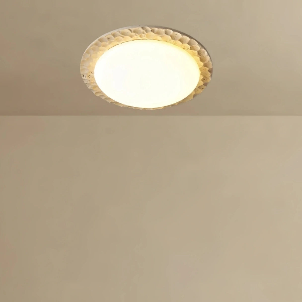 Strata Natural Travertine Ceiling Light -- Beige with White for Living Room Bedroom Hallway Dining Room