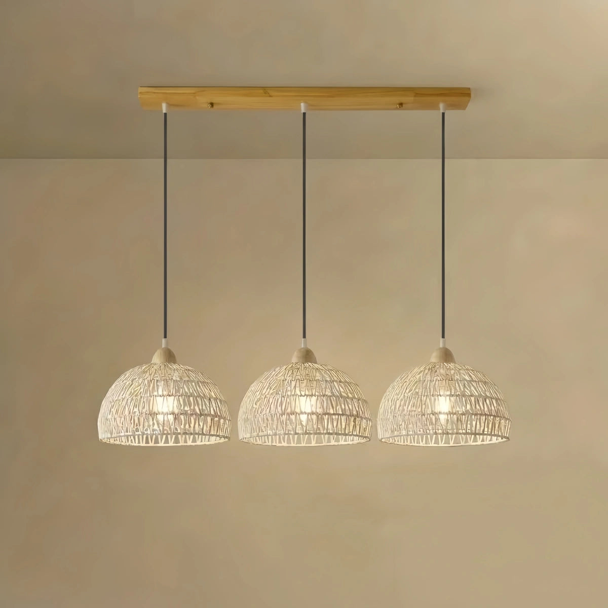 Pendant Light – Rattan & Wood for Living Room