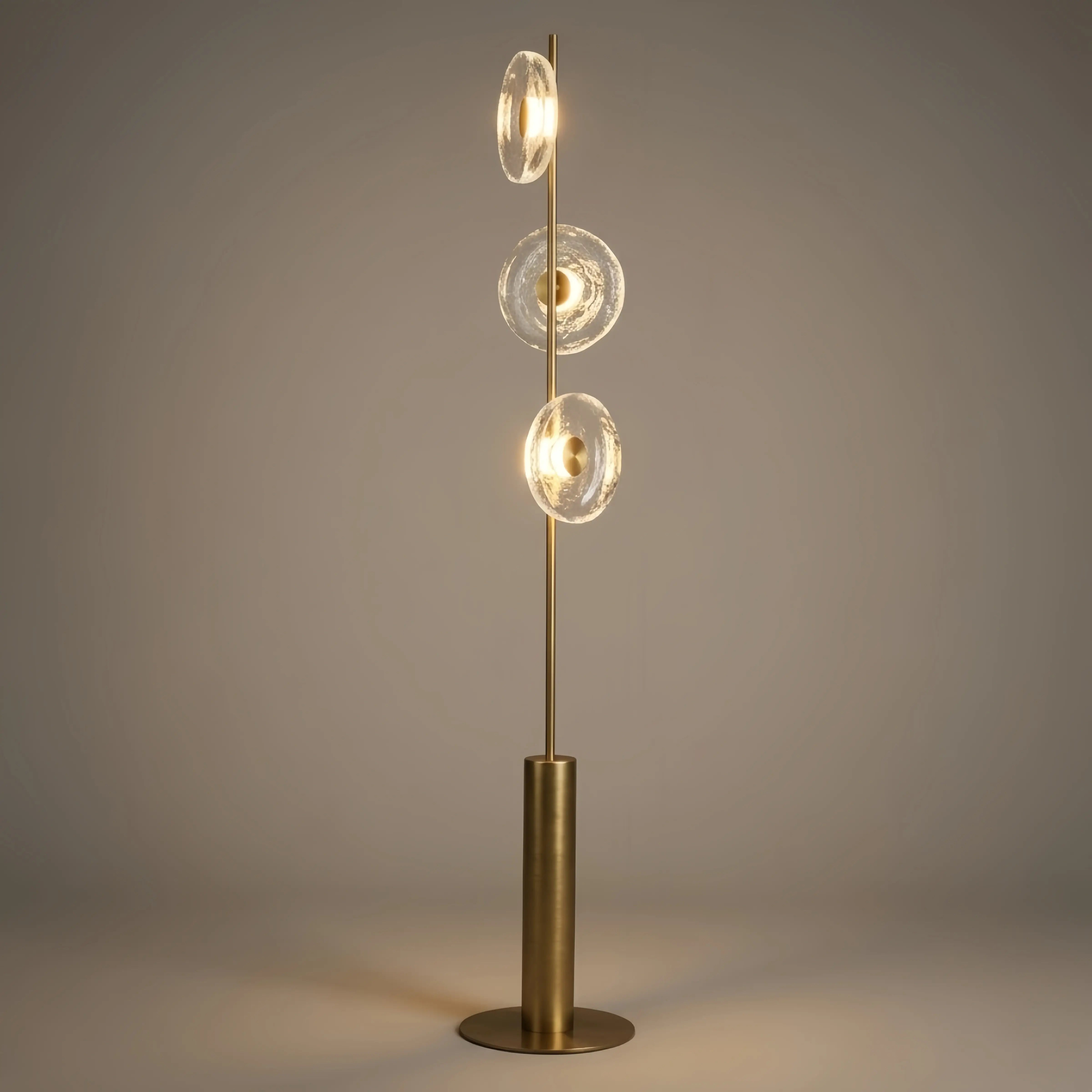 Excelis Luxury Floor Lamp -- Iron and Glass , Amber or Clear Light Color for Living Room Bedroom