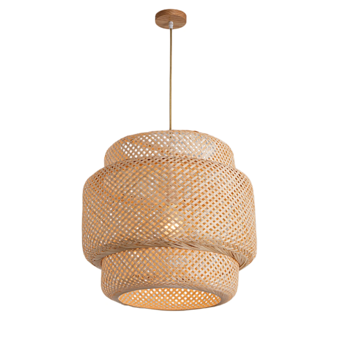 Bamburo Modern Pendant Lamp -- Hand-Knitted Bamboo & Brass