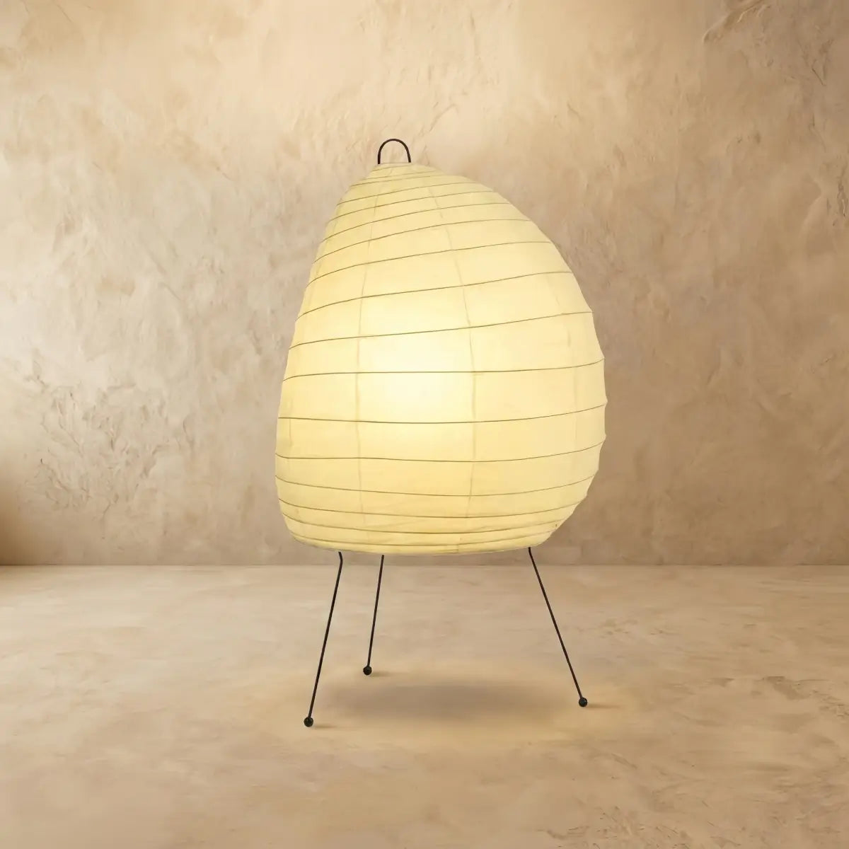 Table Lamp -- Metal & Rice Paper Beige for Bedroom