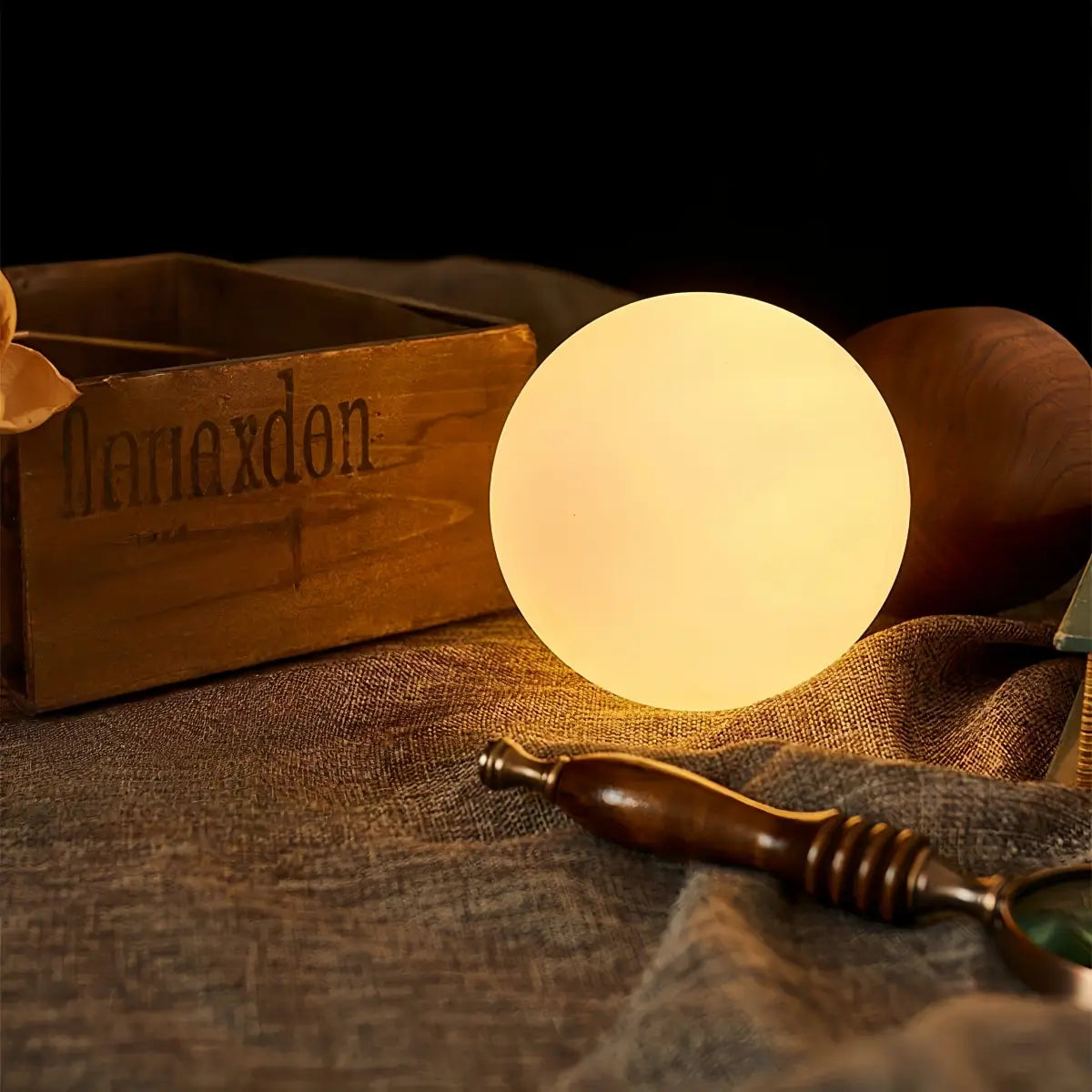 Mid-Century Table Lamp -- Wood & Glass for Bedroom