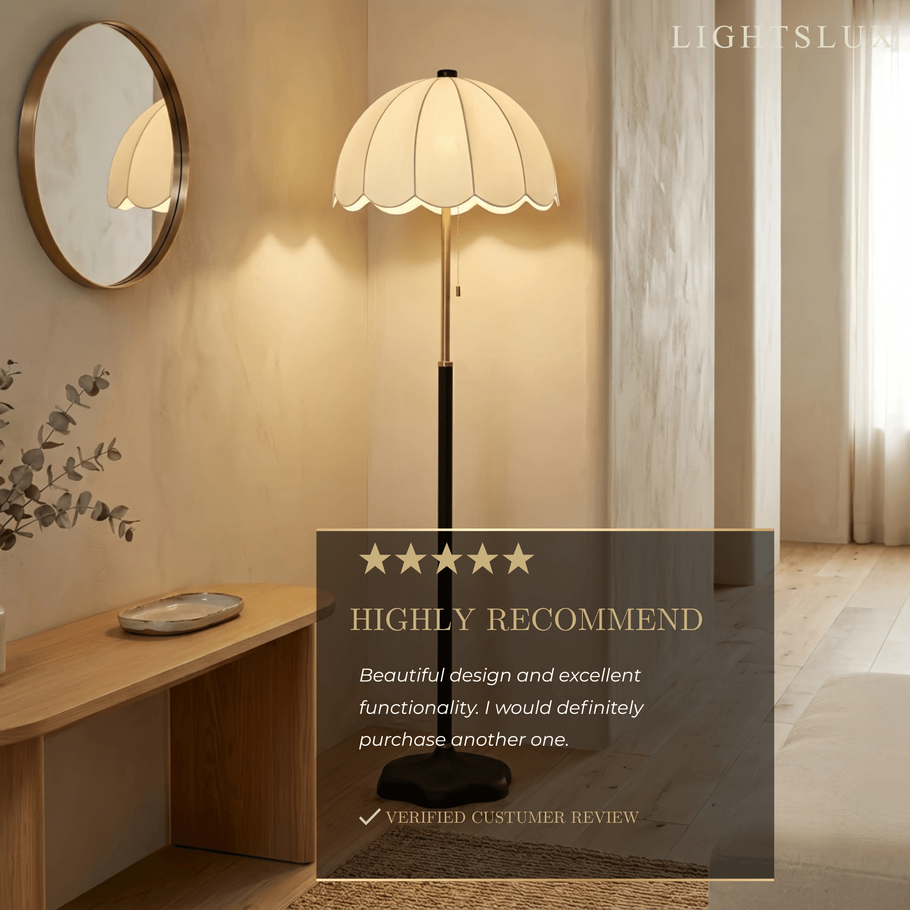 Irondale Vintage Petal Pleated Floor Lamp -- Iron & Fabric for Bedroom