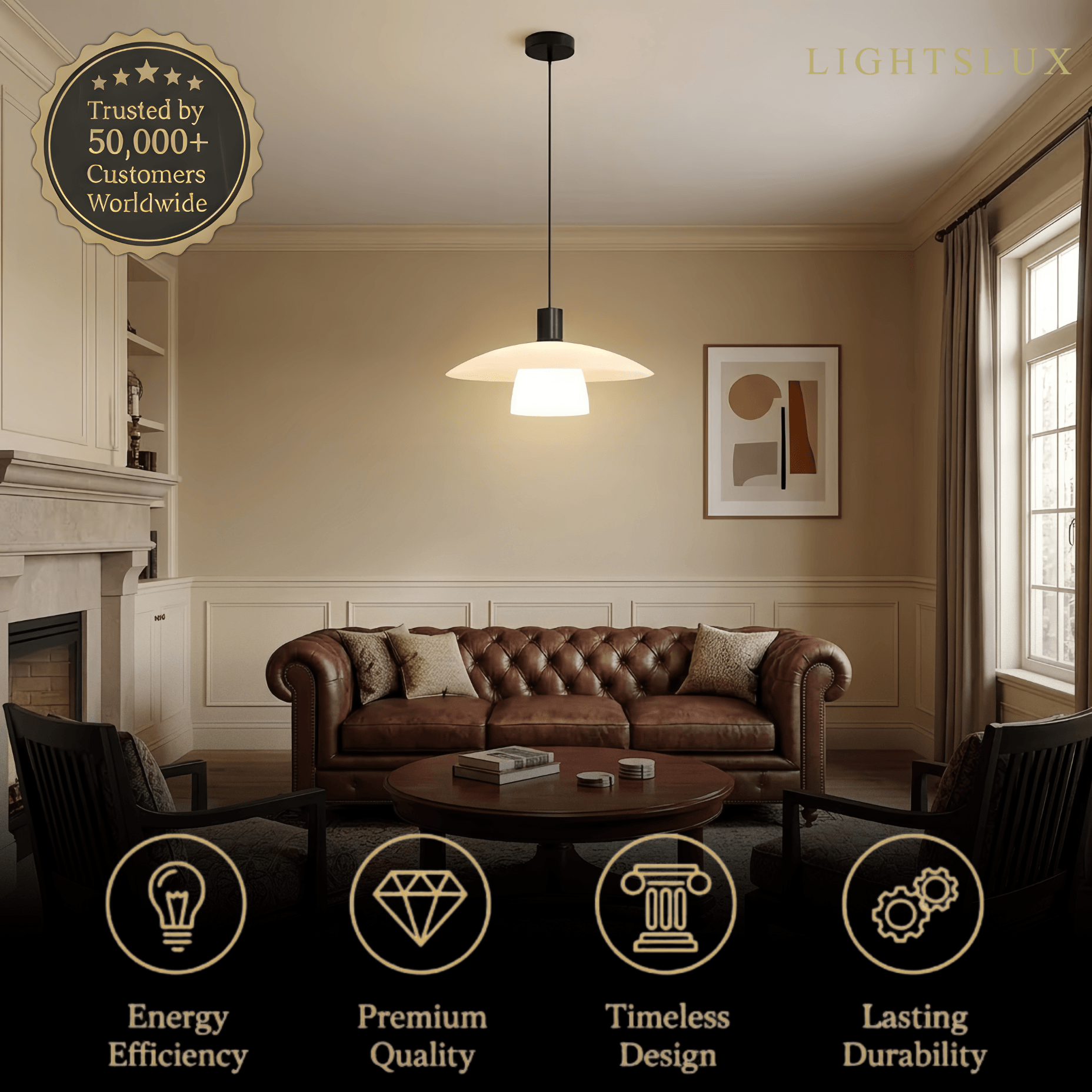 Minimalist Glass Pendant Lamp -- Black/White Metal for Dining Room