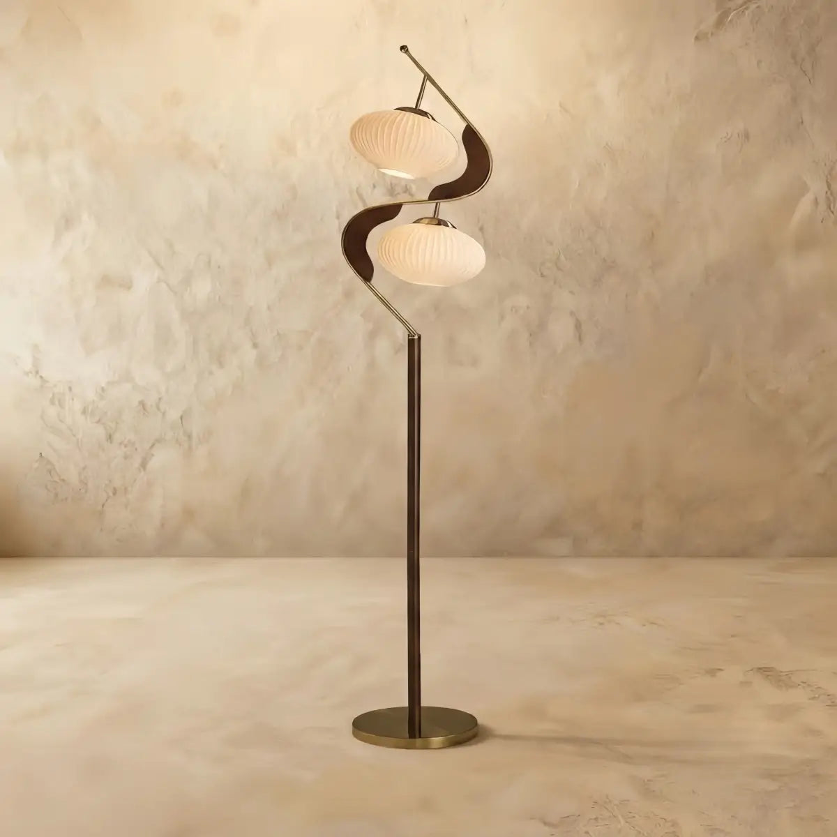 Velora Art Deco Floor Lamp-- Glass Wood for Entryway