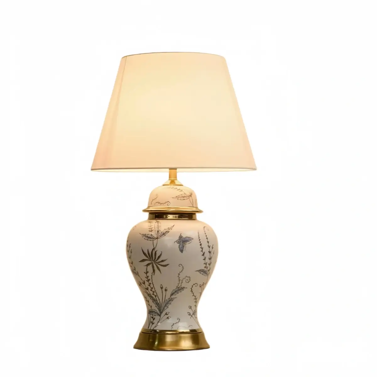 Irondale Vintage Table Lamp -- Ceramic & Fabric for Bedroom