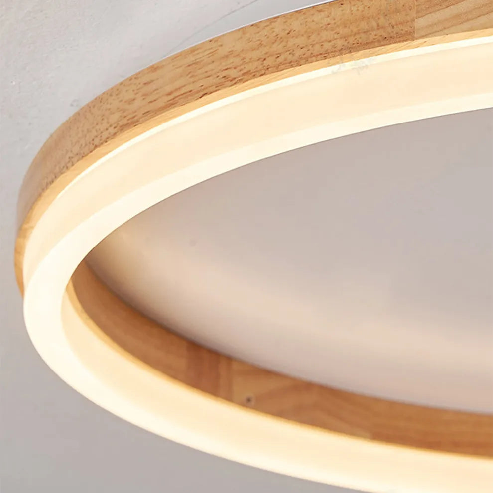 Minimalist Wood Ceiling Light Round Detail