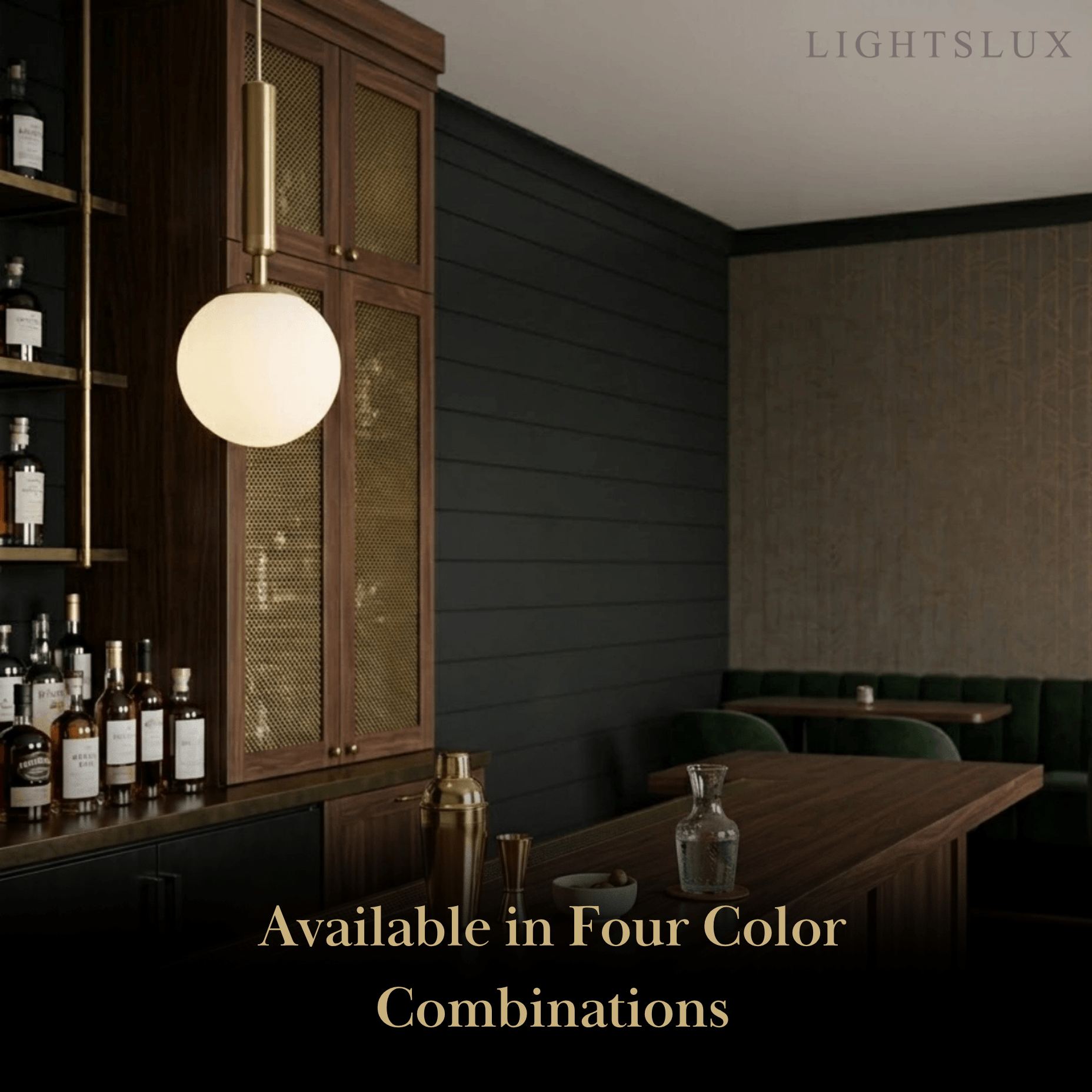 Modern Gold Pendant Light – Globular Glass/Metal Fixture