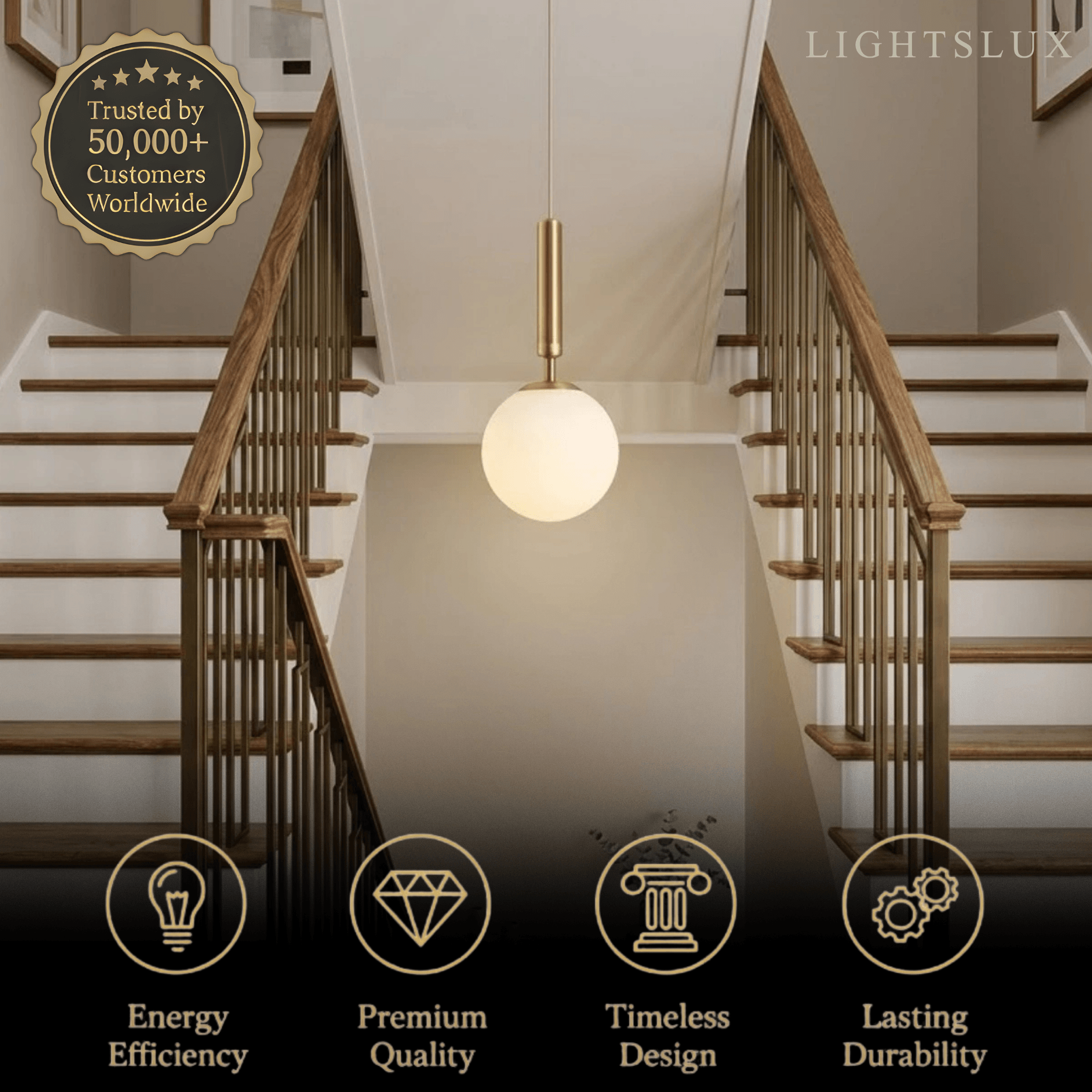 Modern Gold Pendant Light – Globular Glass/Metal Fixture