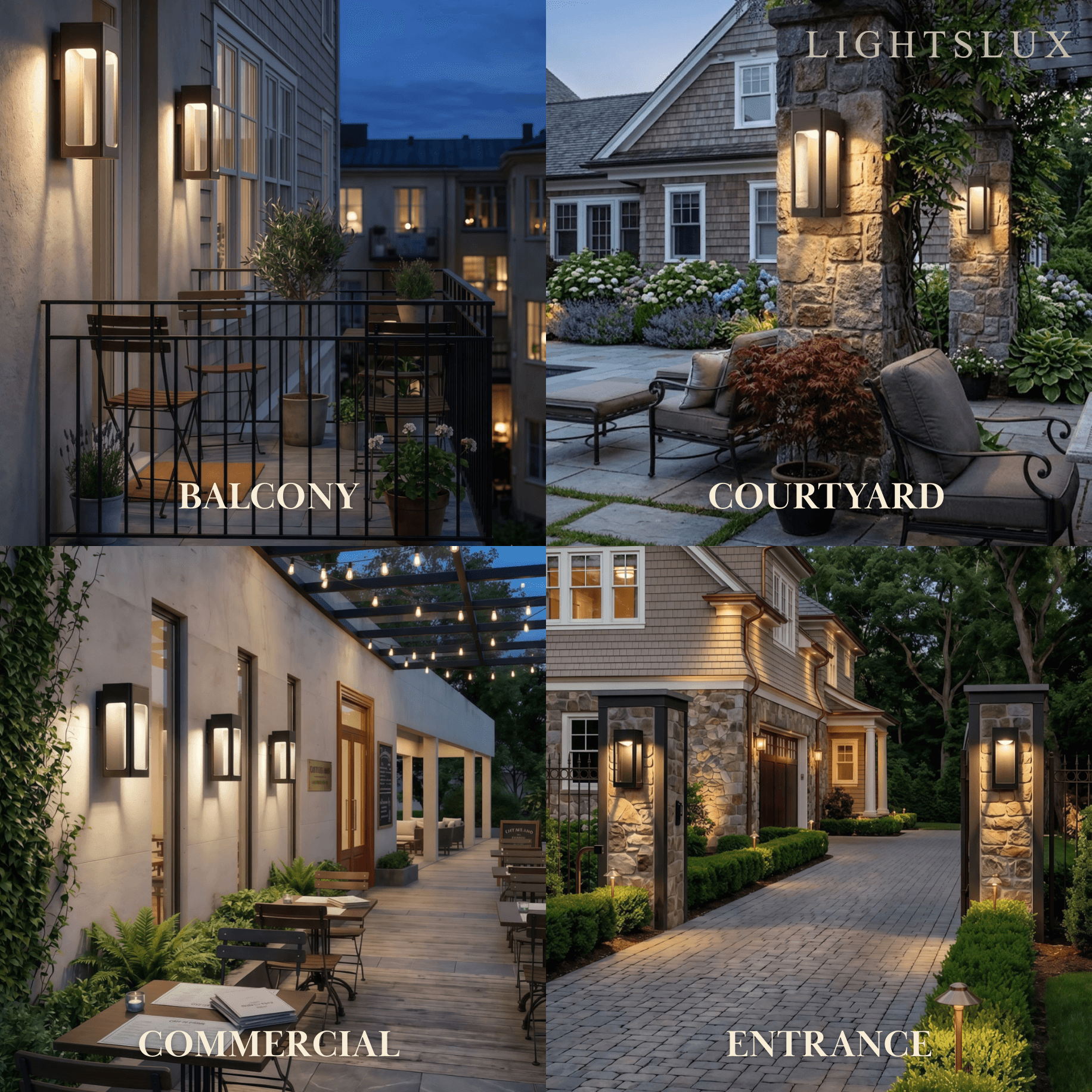 Modern Outdoor Wall Lamp – Metal Lantern with Sensor
